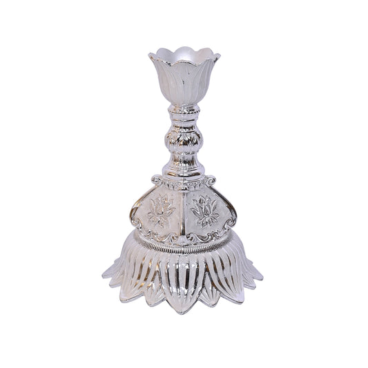 999 Silver Plated Candle Stand | Regal Finish Decorative Tabletop Piece for Décor and Gifting