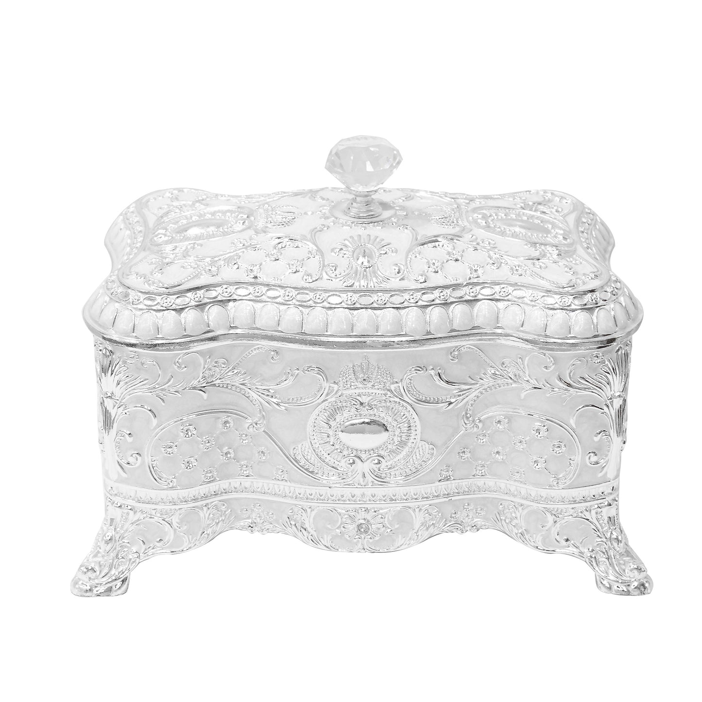 DIVINITI 999 Silver Plated Jewellery Box Luxurious Premium Storage for Precious Keepsakes and Accessories (12.5x23x15 CM)