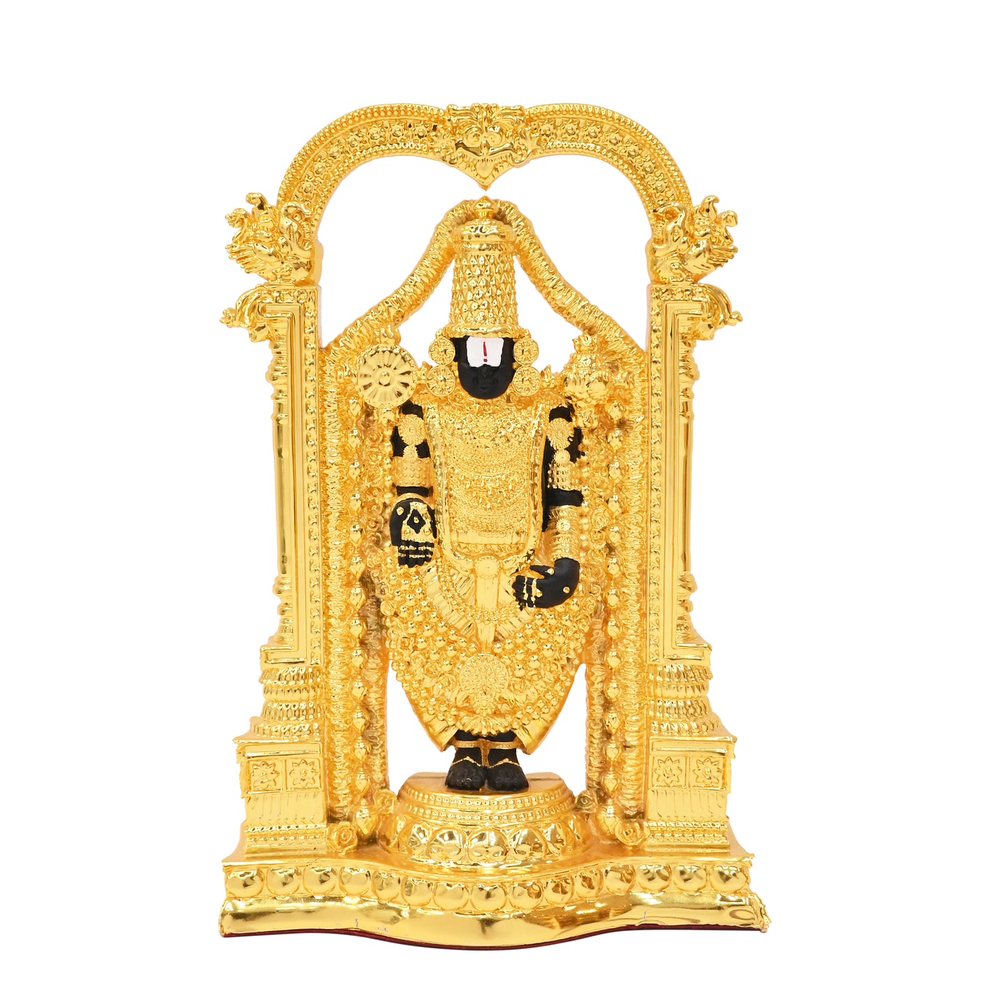 DIVINITI 24K Gold-Plated Tirupati Balaji Idol Statue Blessings of Abundance and Prosperity for Home Office Décor Tabletop, Puja Room Gift (8.5x5.5 CM)