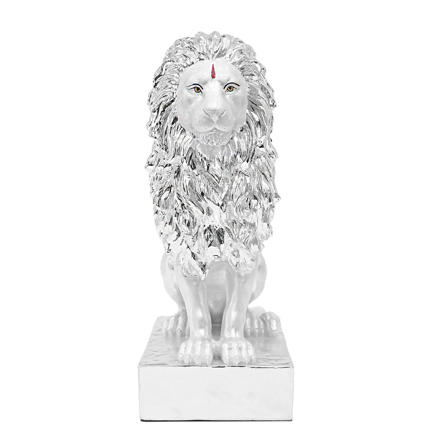 Diviniti 999 Silver Plated Lion Idol Showpiece Statue for Home Décor, Office Tabletop Corporate Gifts (21.8x12.7x8.8 CM)