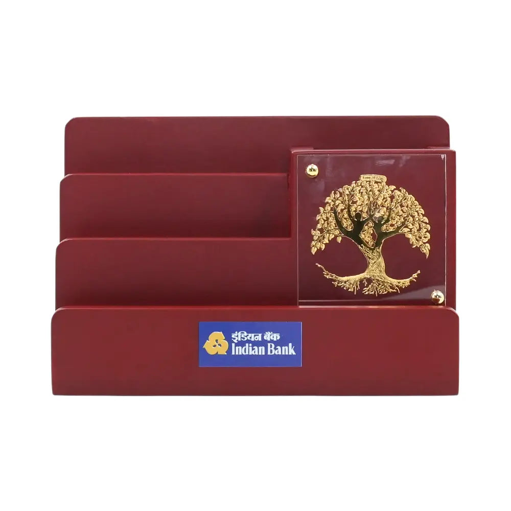 Customized MDF Pen Holder With 24K Gold Plated Tree of Life Foil For Home & Office