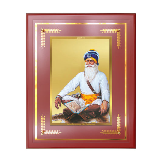 Baba Deep Singh Ji | Nihang Sikh and Martyr Wall Mount Photo Frame in 24K Gold Plated Foil