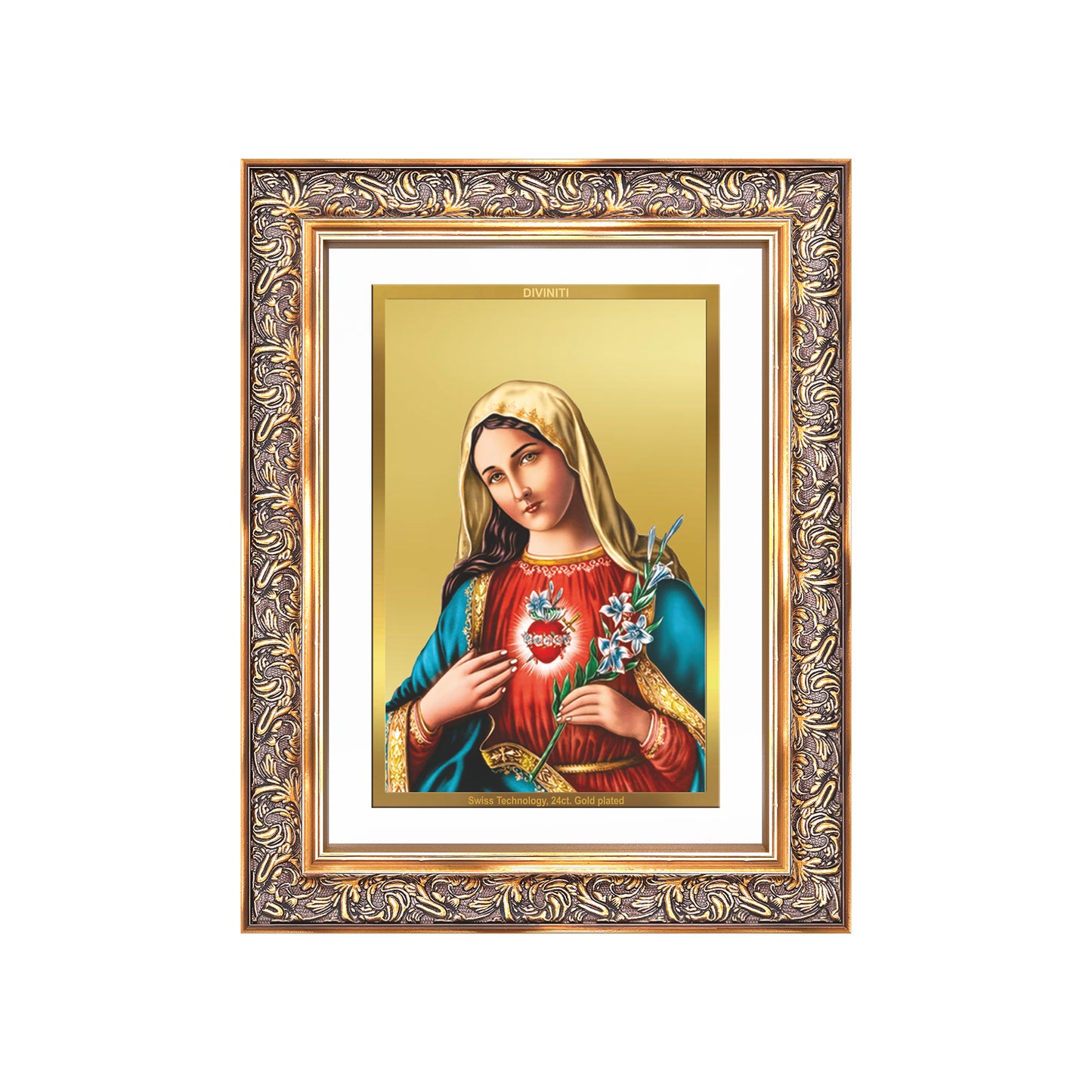 Mother Mary | Blessed Virgin Wall Mount Photo Frame in 24K Gold Plated Foil