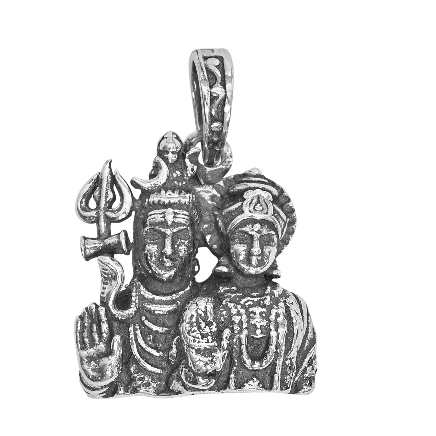 925 Pure Silver Shiv Parvati Small Pendant For Men, Women & Kids Divine God Pendant For Birthday, Anniversary, Special Occasion Gift (1.7x1.4 CM 5 g)
