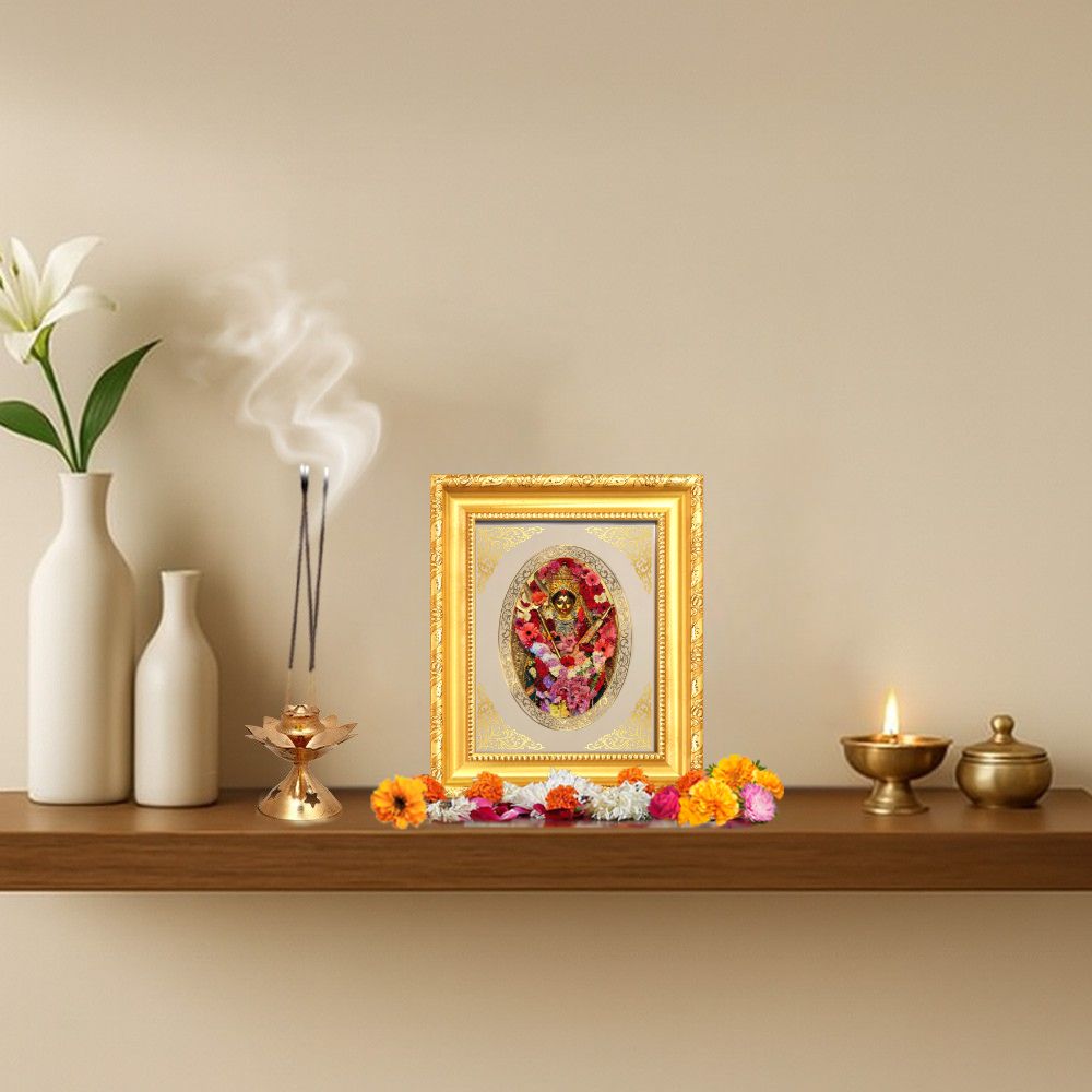 Maa Katyayani Divine Durga Form Sacred Courage & Marriage Blessings Royal Tabletop Frame in 24K Gold Plated Foil