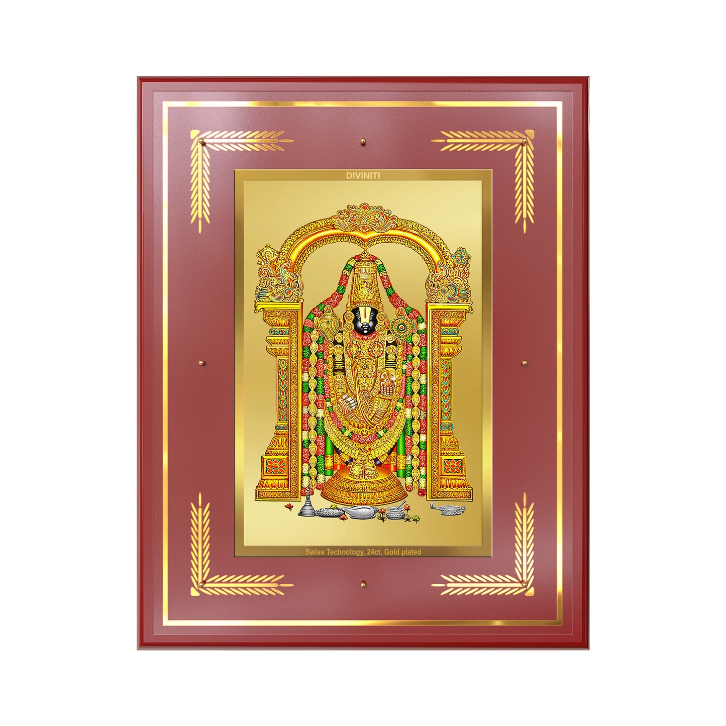 Lord Tirupati Balaji | Sri Venkateswara | Supreme form of Vishnu from Tirumala Wall Mount Photo Frame in 24K Gold Plated Foil