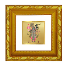Load image into Gallery viewer, DIVINITI 24K Gold Plated Shrinathji Photo Frame For Puja Room, Living Room, Gift (10.8 X 10.8 CM)
