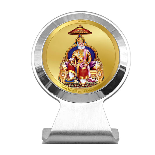 Diviniti 24K Gold Plated Foil Agrasen Maharaj Frame for Car Dashboard, Home Decor, Worship, Tabletop & Festival Gift MCF1CR (6.2x4.5 CM)
