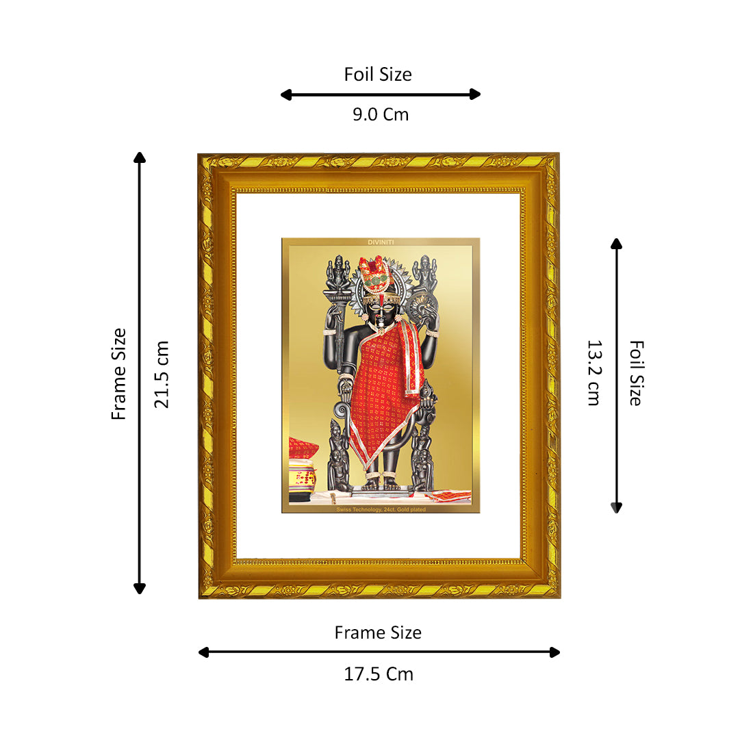 DIVINITI 24K Gold Plated Dwarkadhish Photo Frame For Home Wall Decor,