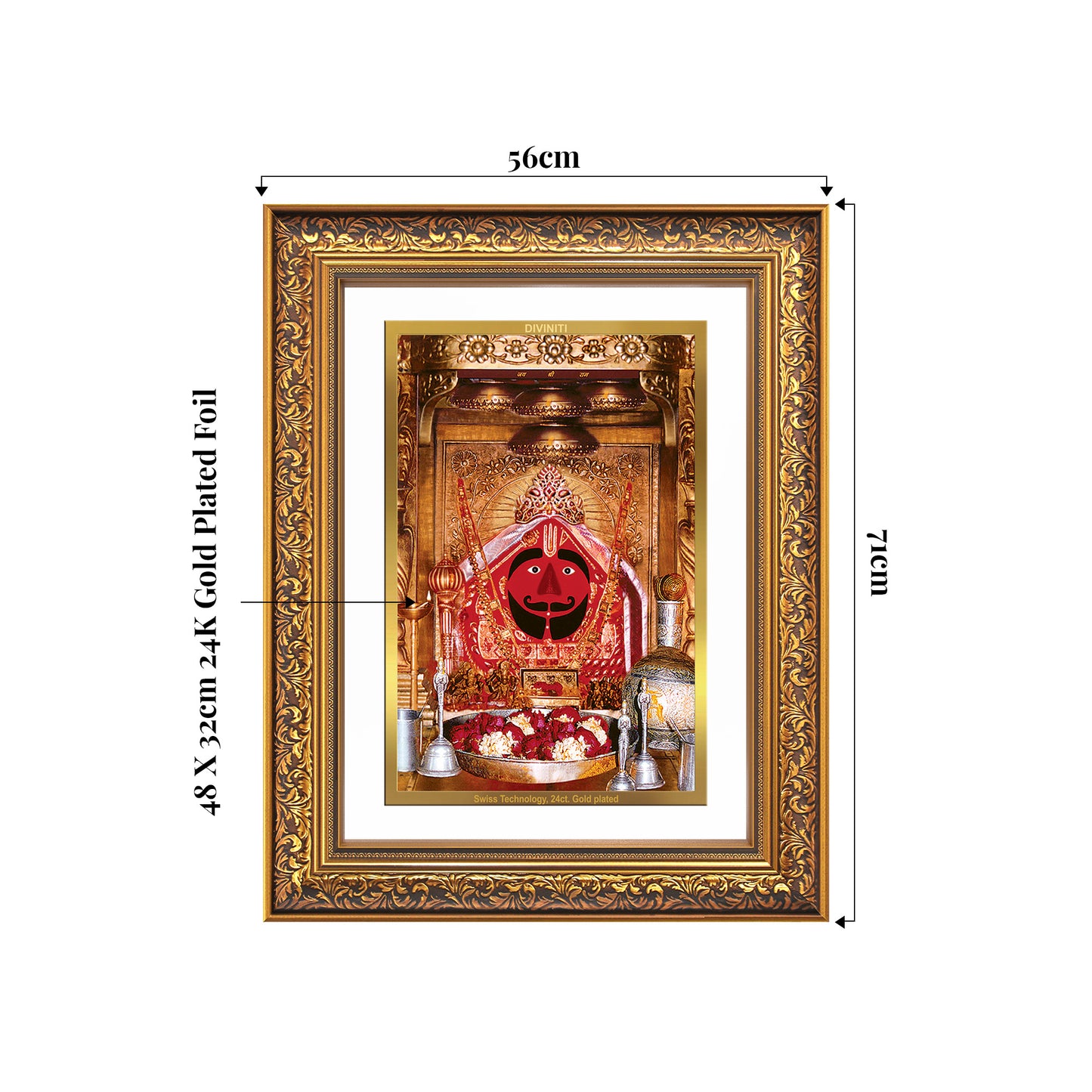 Salasar Balaji | Lord Hanuman of Salasar Dham Wall Mount Photo Frame in 24K Gold Plated Foil