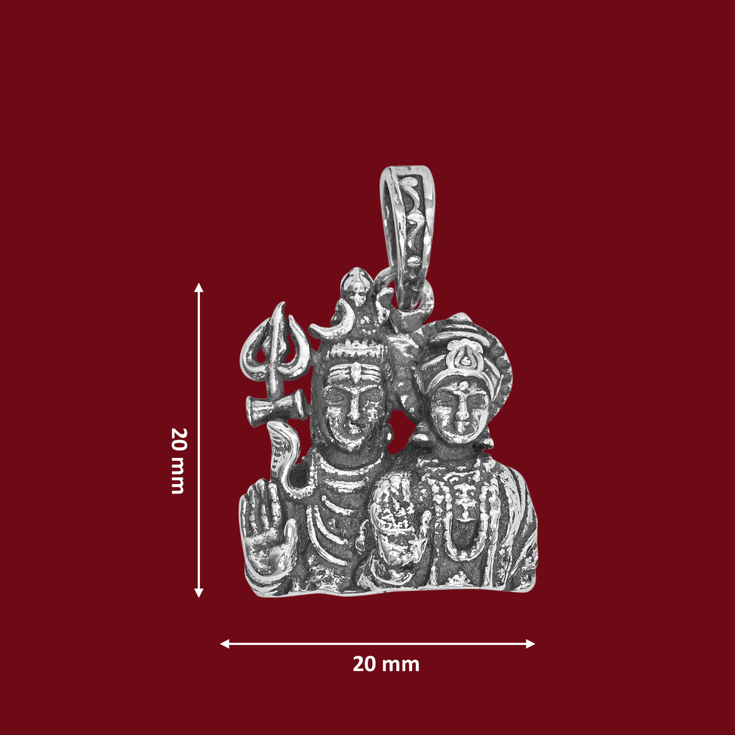 925 Pure Silver Shiv Parvati Small Pendant For Men, Women & Kids Divine God Pendant For Birthday, Anniversary, Special Occasion Gift (1.7x1.4 CM 5 g)