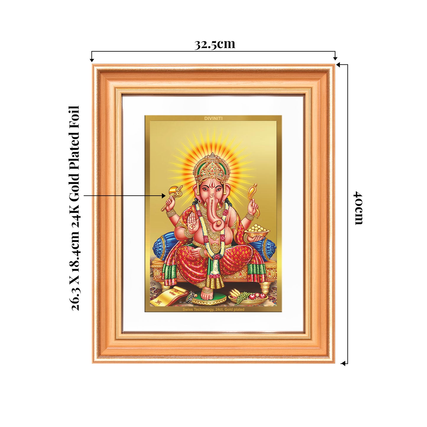 Ganesha | Lord Ganpati Wall Mount Photo Frame in 24K Gold Plated Foil