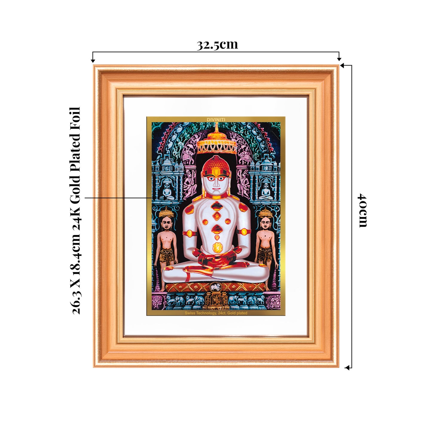 Adinath | Adishwara Tirthankara Rishabhanatha for Wall Mount Photo Frame in 24K Gold Plated Foil