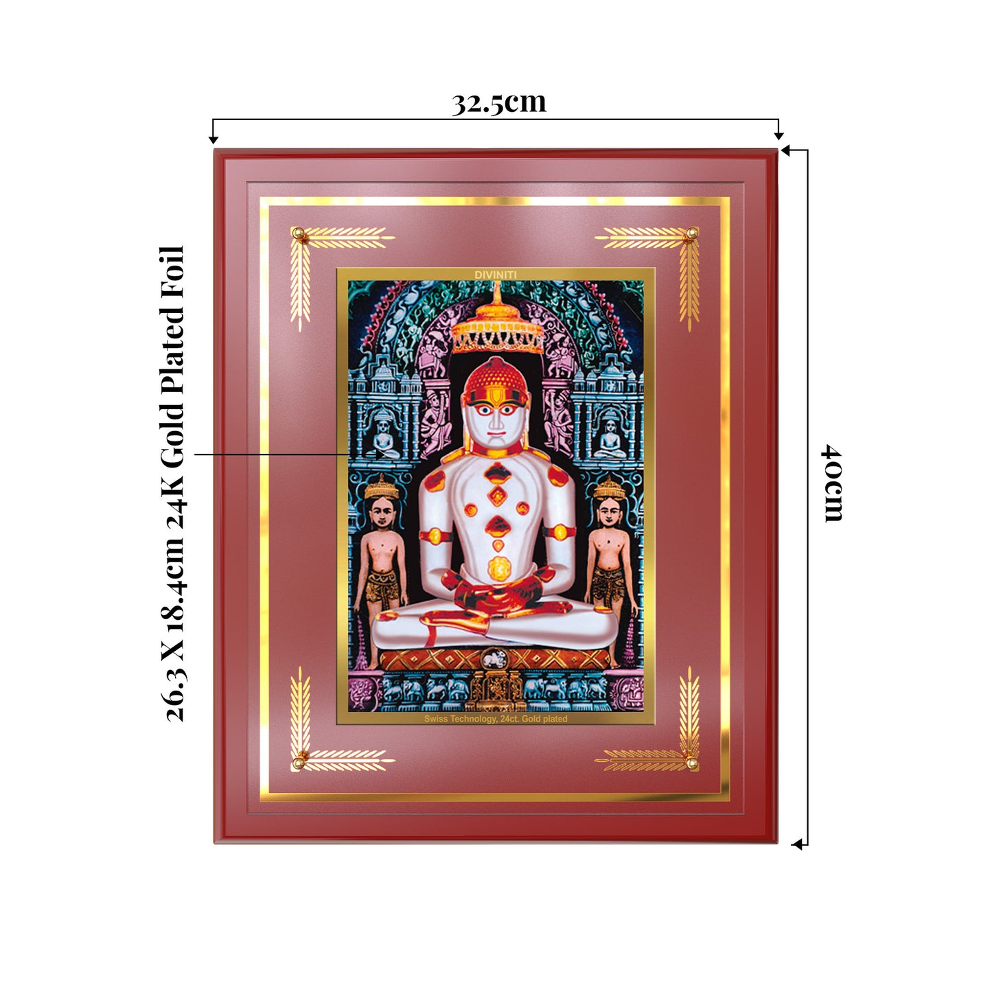 Adinath | Adishwara Tirthankara Rishabhanatha for Wall Mount Photo Frame in 24K Gold Plated Foil