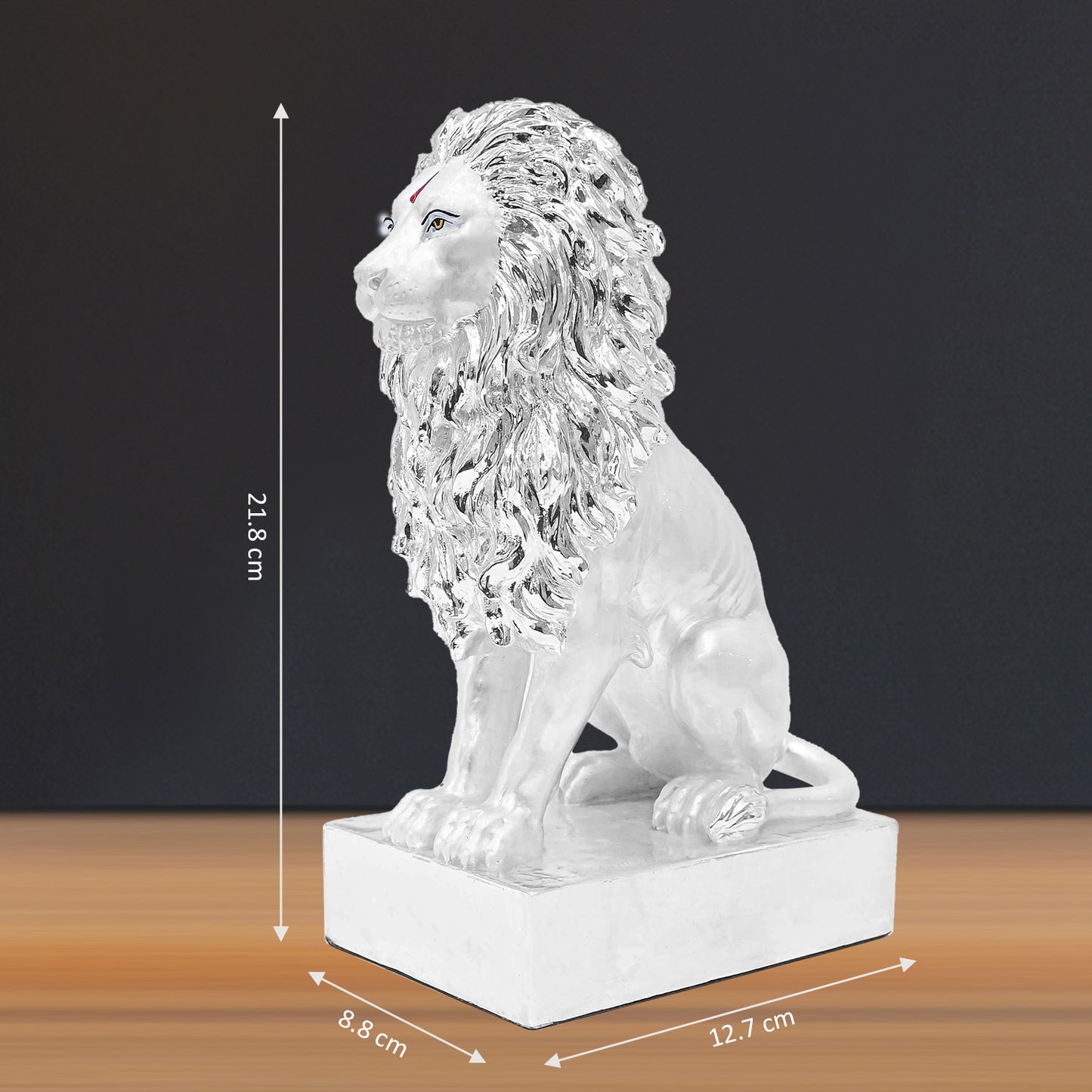 Diviniti 999 Silver Plated Lion Idol Showpiece Statue for Home Décor, Office Tabletop Corporate Gifts (21.8x12.7x8.8 CM)