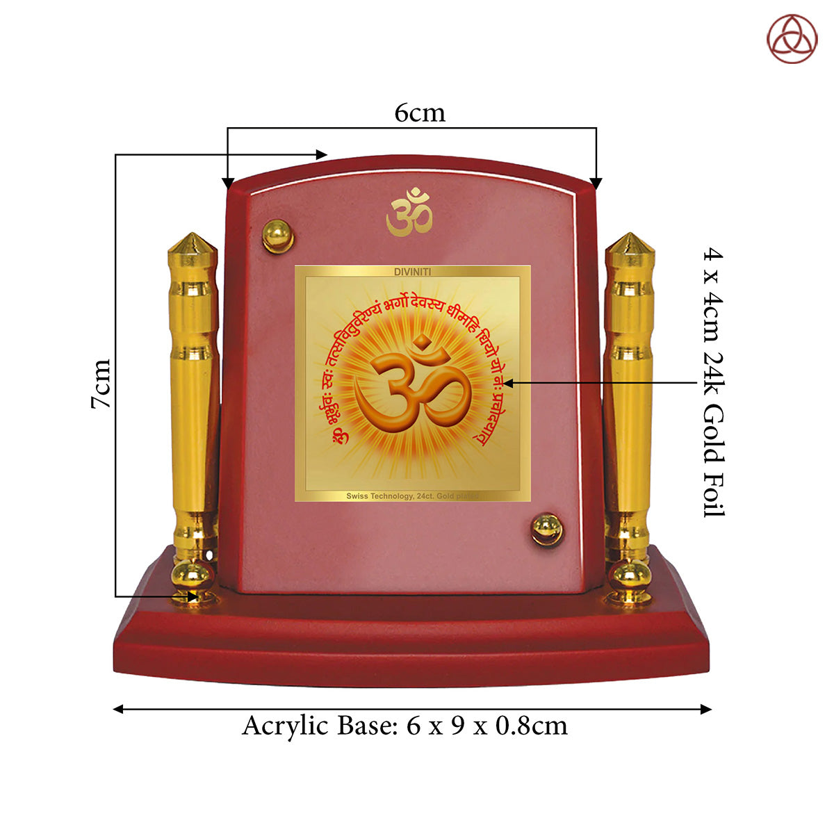 24 Karat Gold Plated Foil Divine Mantra Car Frame