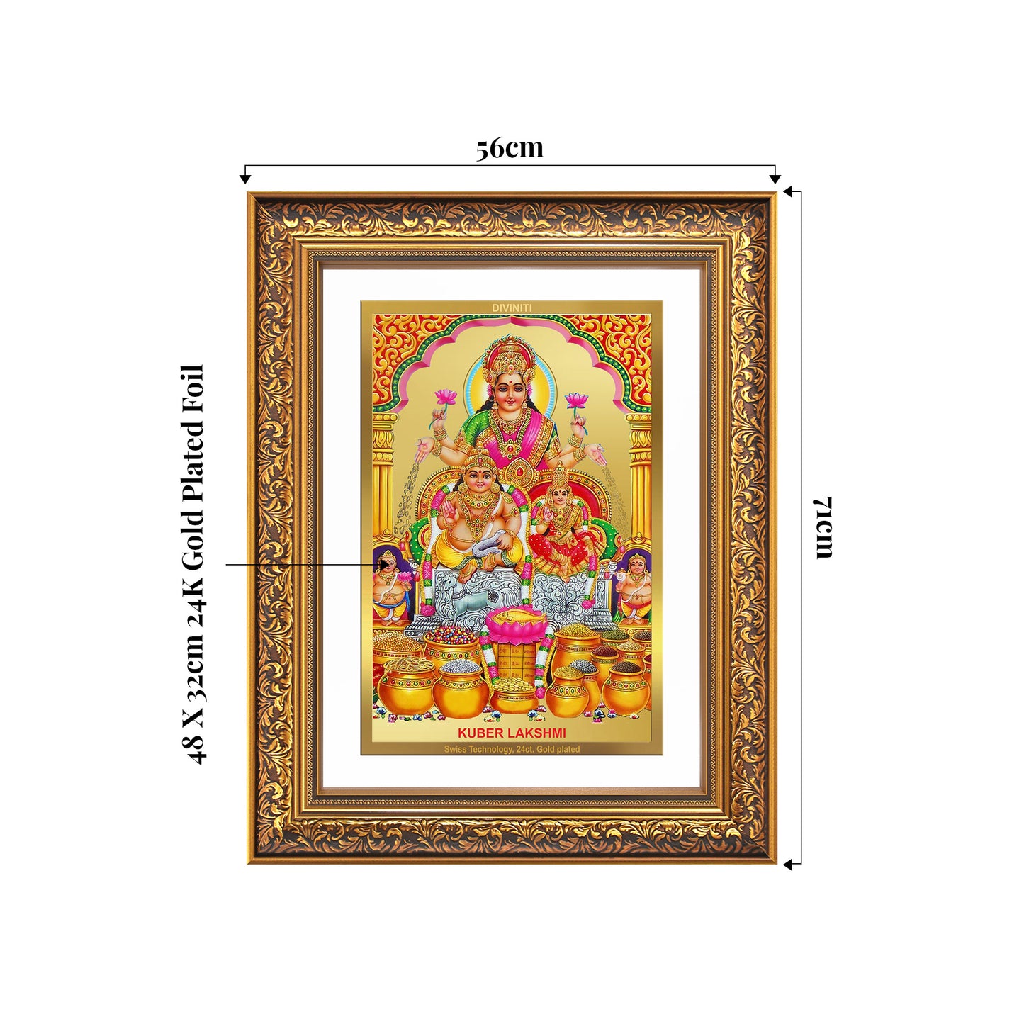 Lakshmi Kuber | Divine Wealth Duo Wall Mount Photo Frame in 24K Gold Plated Foil