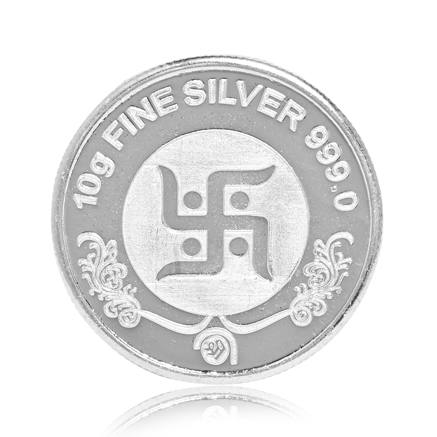 Pure Silver Coin with Laxmi Ganesh and Swastik Emblem of Wealth or Good Fortune for Home & Office Décor, Puja Room Diwali Gift (10g)
