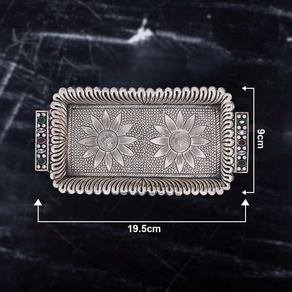 Pure Silver Serving Plate Vintage Dining Elegance, Handcrafted Tableware, Classic Silver Art (19.5x9 cm, 137g)