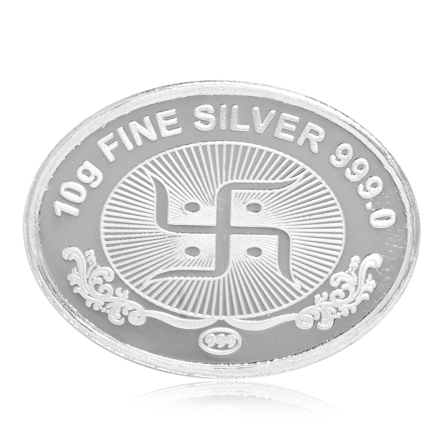 Pure Silver Coin Laxmi Ganesh with Swastik A Blessing of Prosperity and Good Fortune for Home & Office Décor, Puja Room Diwali Gift (10g)