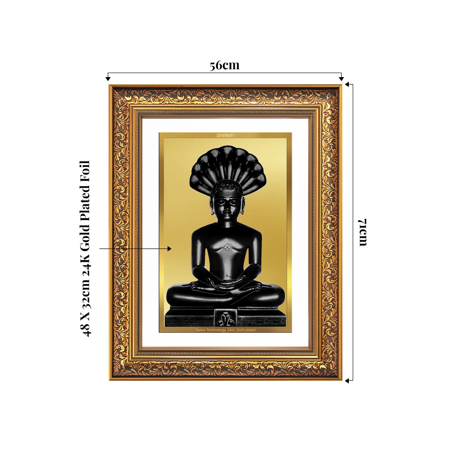 Lord Parshvanatha | 23rd Jain Tirthankara Wall Mount Photo Frame in 24K Gold Plated Foil