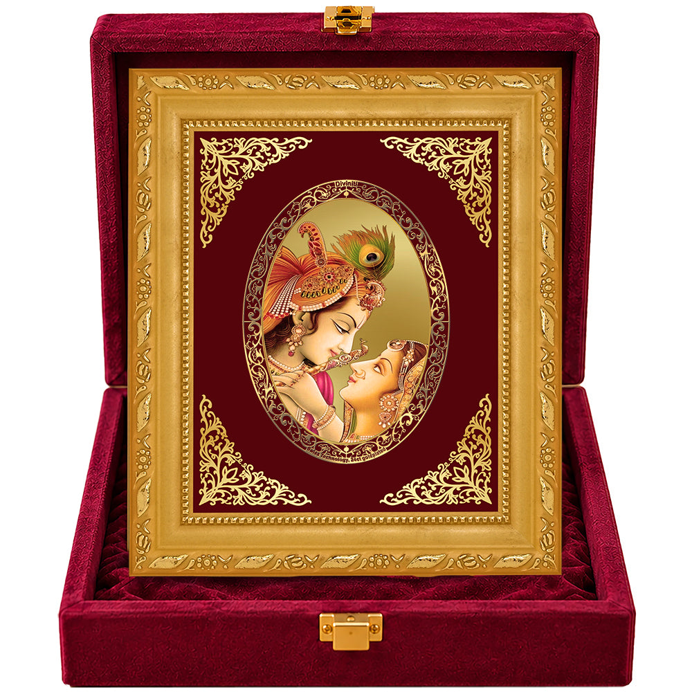 24K Gold-Plated Radha Krishna Frame | Premium Gift Box | 16x13.5 CM