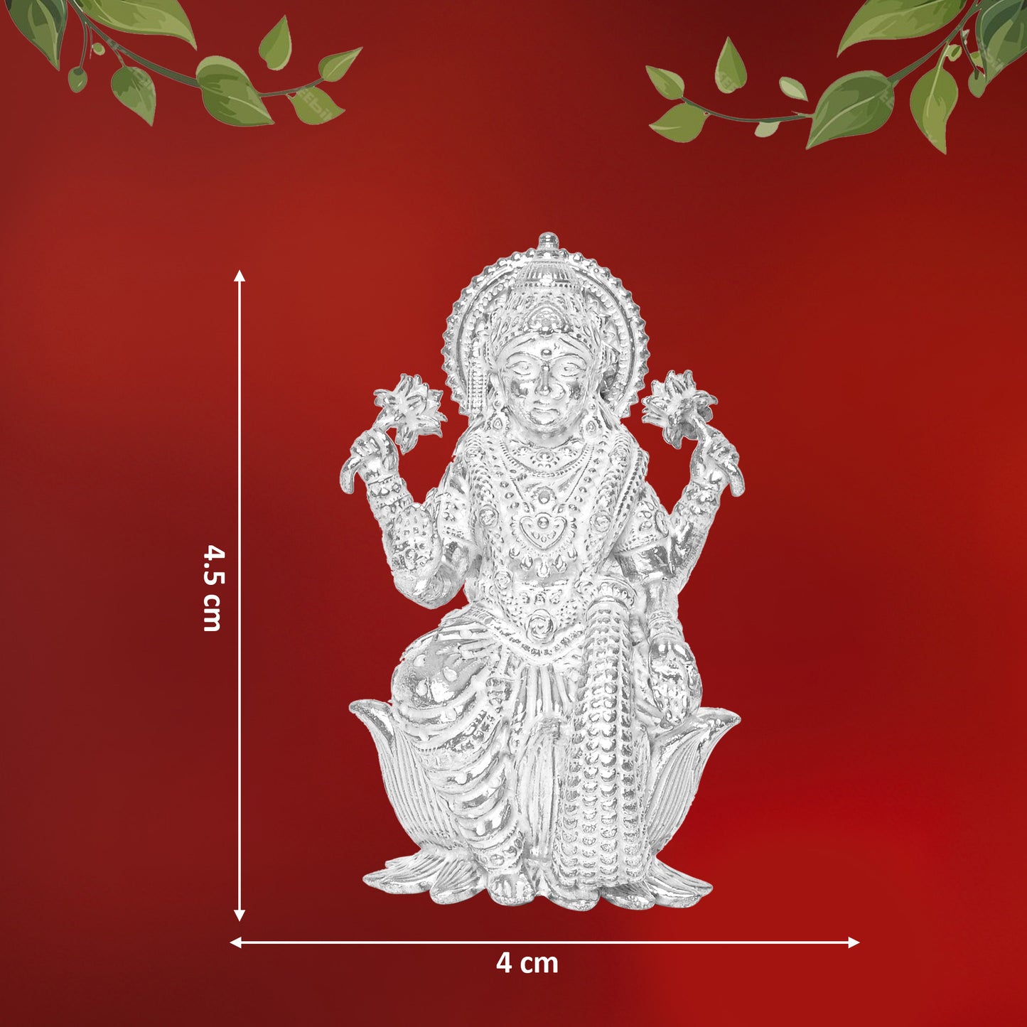 925 Pure Silver Laxmi Ji Idol Statue Divine Elegance Wealth and Prosperity for Home Office Décor, Tabletop, Puja Room Gift (4x4.5 CM, 45g)