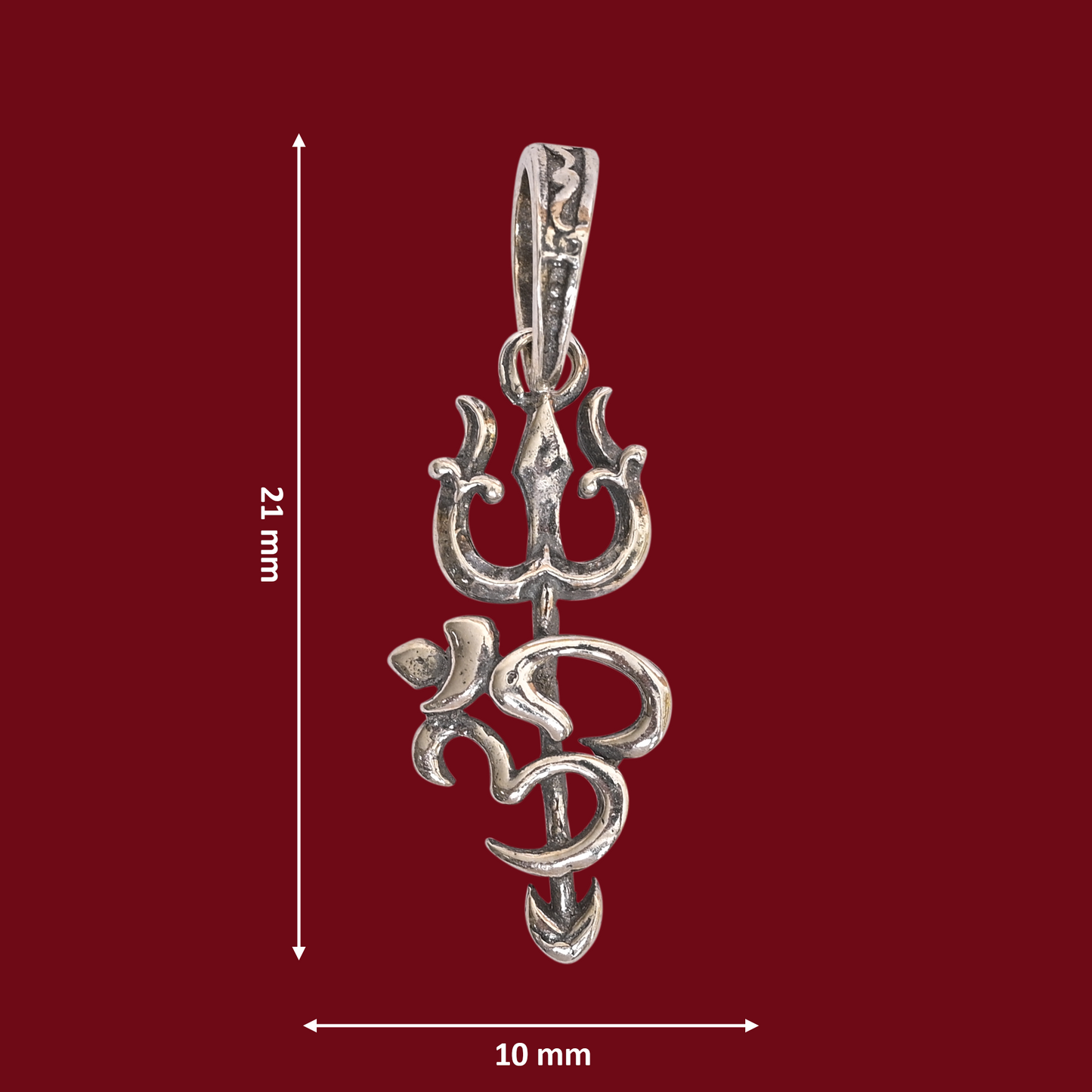 DIVINITI 925 Pure Silver Trishul with Om Pendant for Men, Women & Kids Divine God Pendant for Birthday, Anniversary, Special Occasion Gift (2.1x1 cm, 1g)