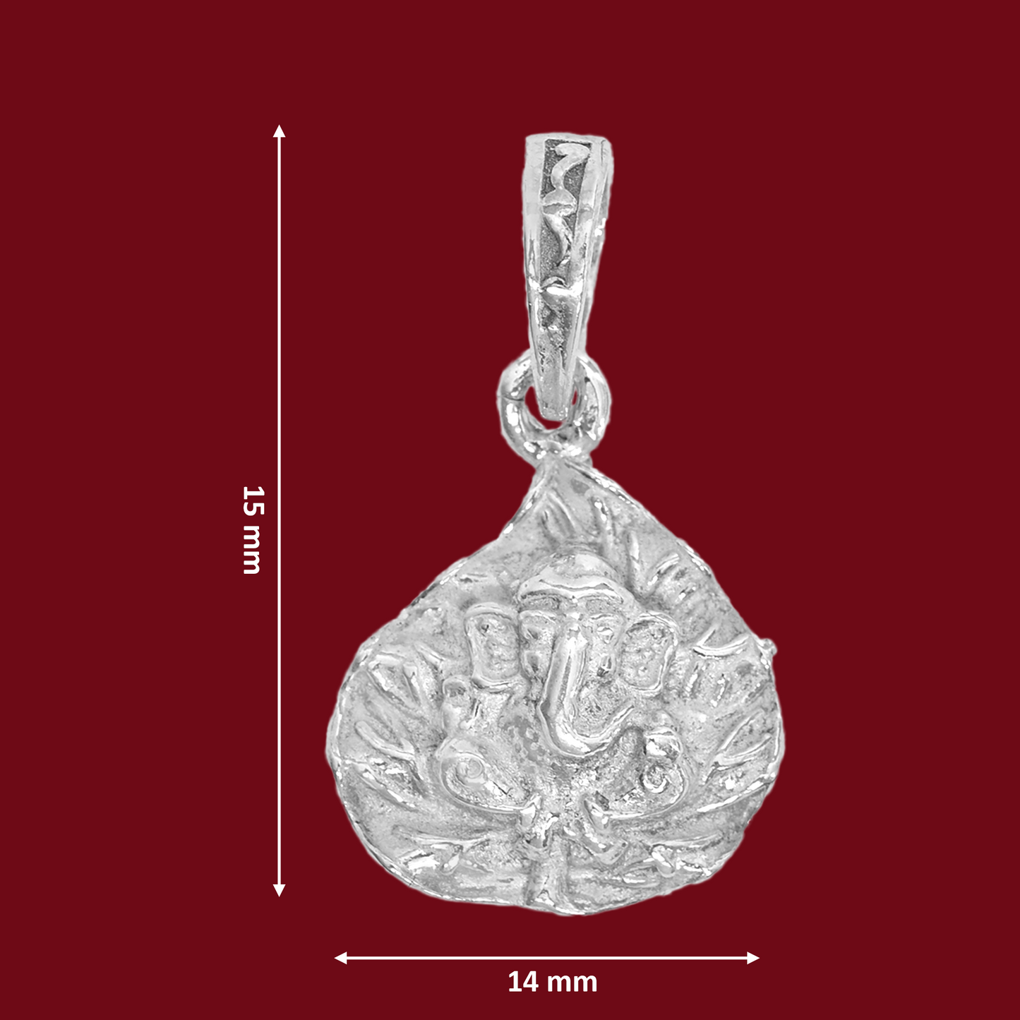 925 Pure Silver Leaf Ganesha Pendant for Men, Women & Kids Divine God Pendant for Birthday, Anniversary, Special Occasion Gift (1.5x1.4 CM 4 g)