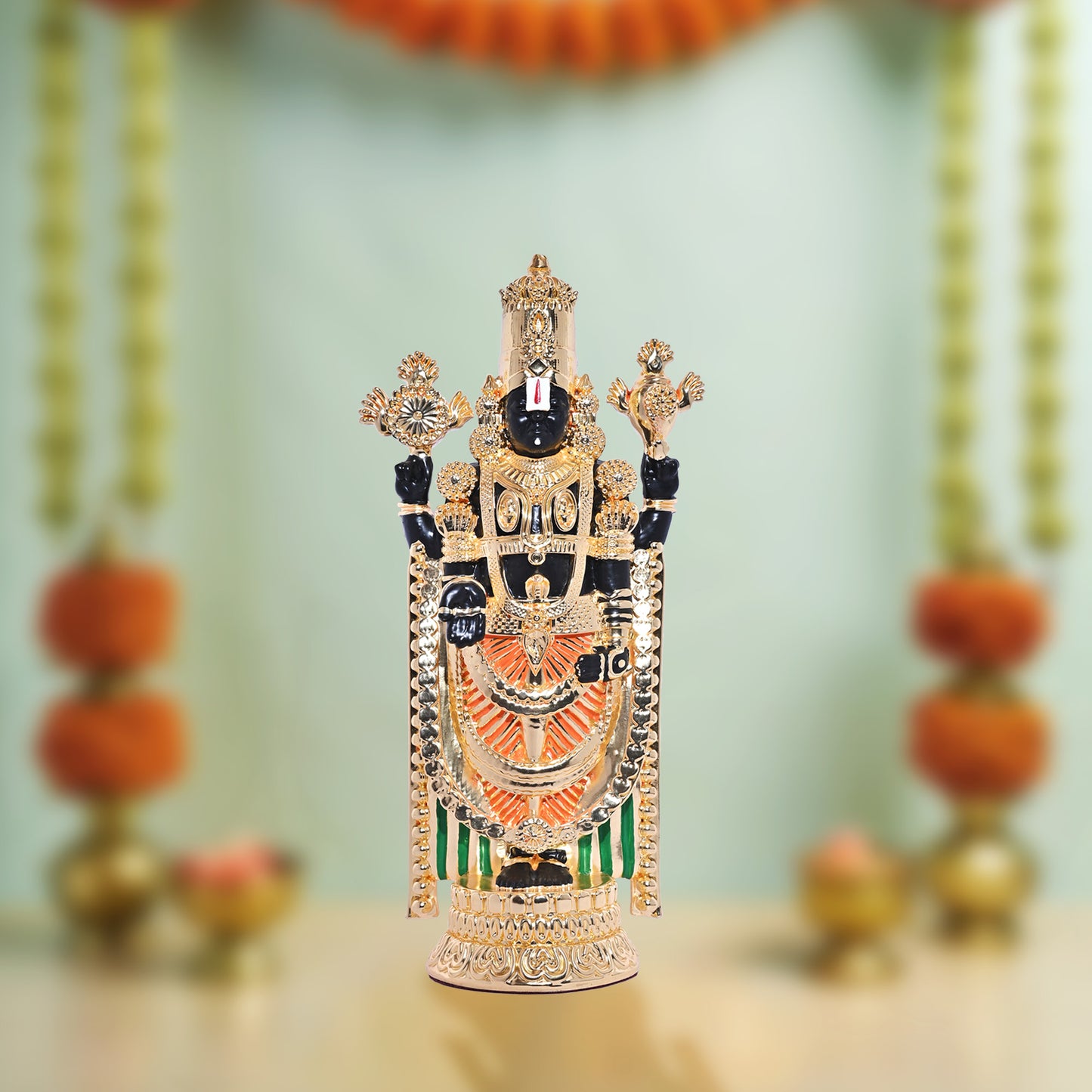 Diviniti Tirupati Balaji Idol for Office Desk Puja Room Tirupati Idol for Home Decor Birthday Festivals Lord Venkateswara Balaji Statue Figurine Gifting 21x7.6 CM