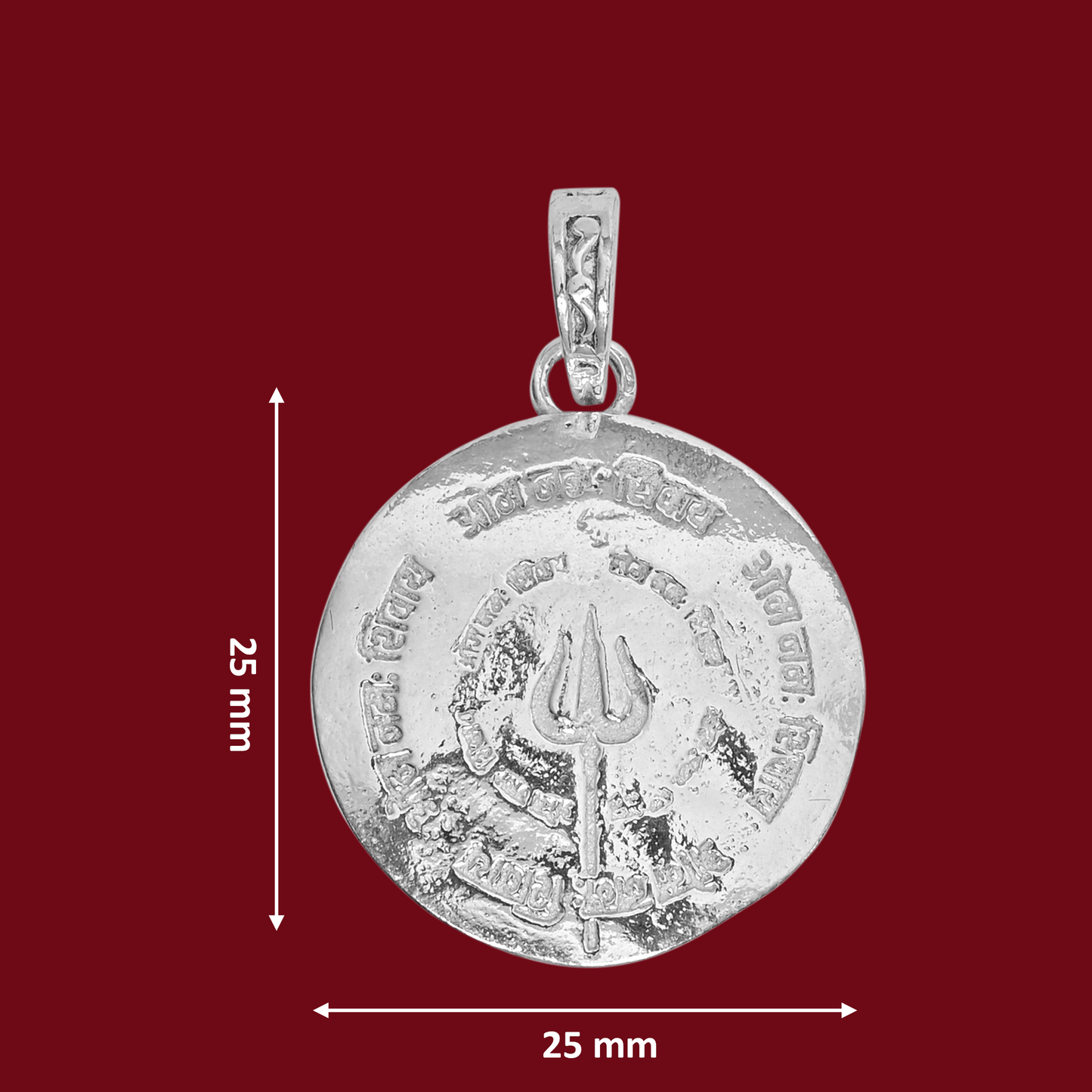 DIVINITI 925 Pure Silver Trishul Round Pendant For Men, Women & Kids Divine God Pendant For Birthday, Anniversary, Special Occasion Gift (2.5x2.5 CM 10 g)