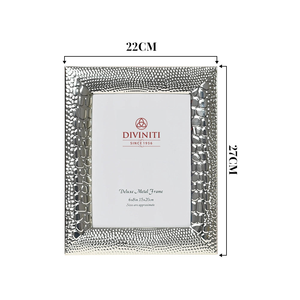 DIVINITI 999 Silver Plated Photo Frame for Luxurious Home Office Décor, Tabletop, Beautiful Wedding, Marriage Anniversary, Birthday Diwali Gift (22x27 CM)