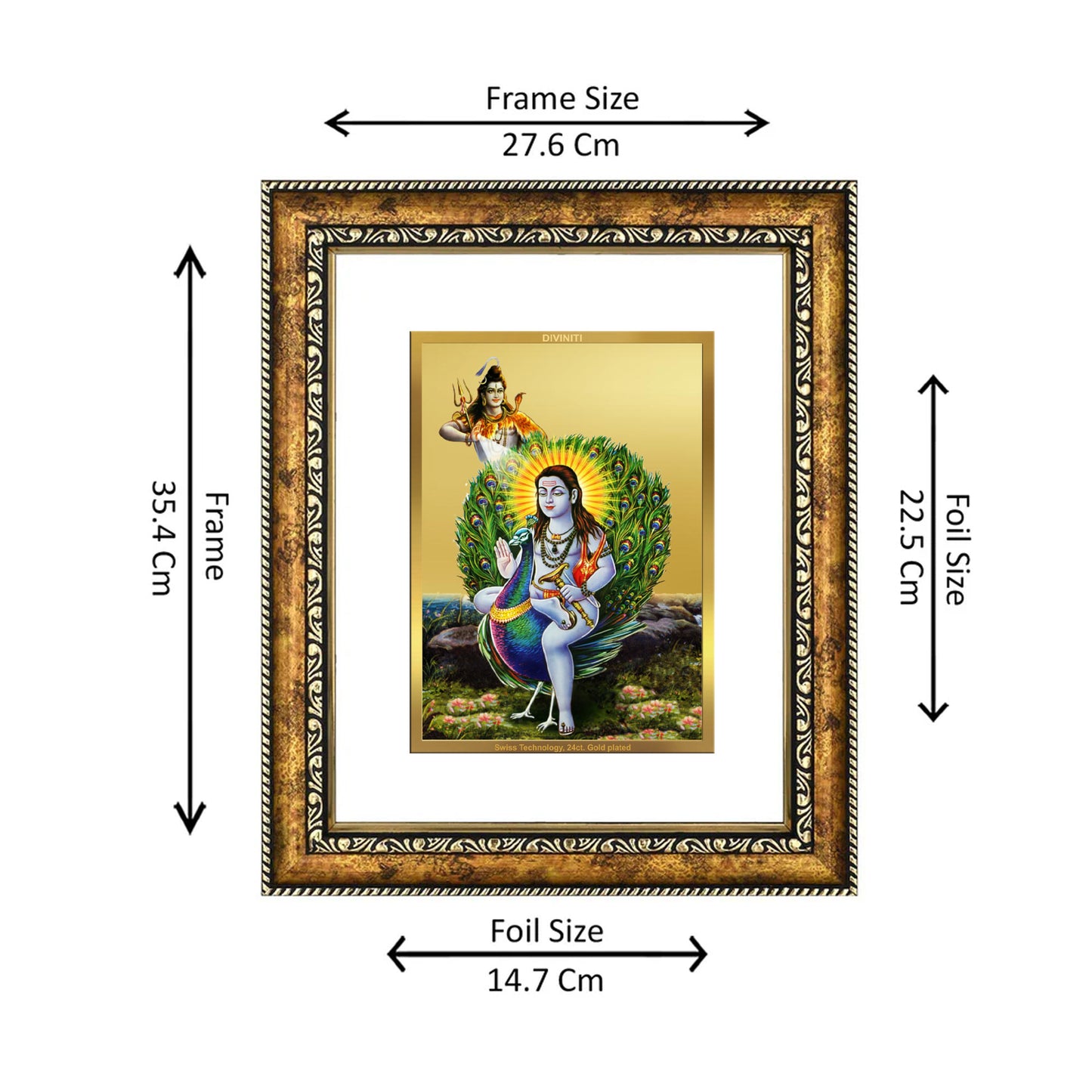 DIVINITI 24K Gold Plated Baba Balak Nath Wall Photo Frame for Home Decor, Wall Hanging, Table Top, Puja Room & Gift DG113S3 (27.6X35.4 CM)