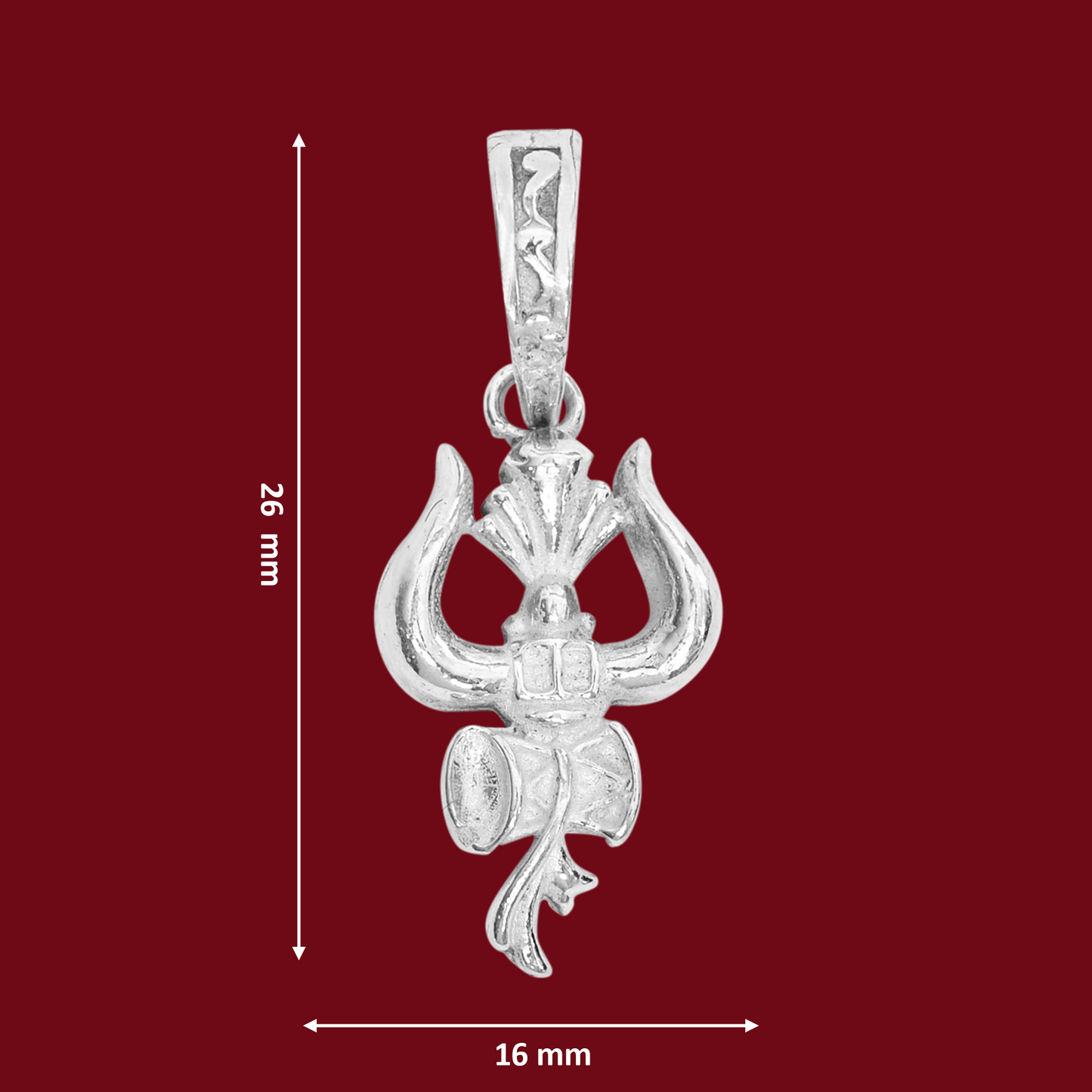 925 Pure Silver Om with Damru Pendant for Men, Women & Kids Divine God Pendant for Birthday, Anniversary, Special Occasion Gift (2.6x1.6 CM 3 g)