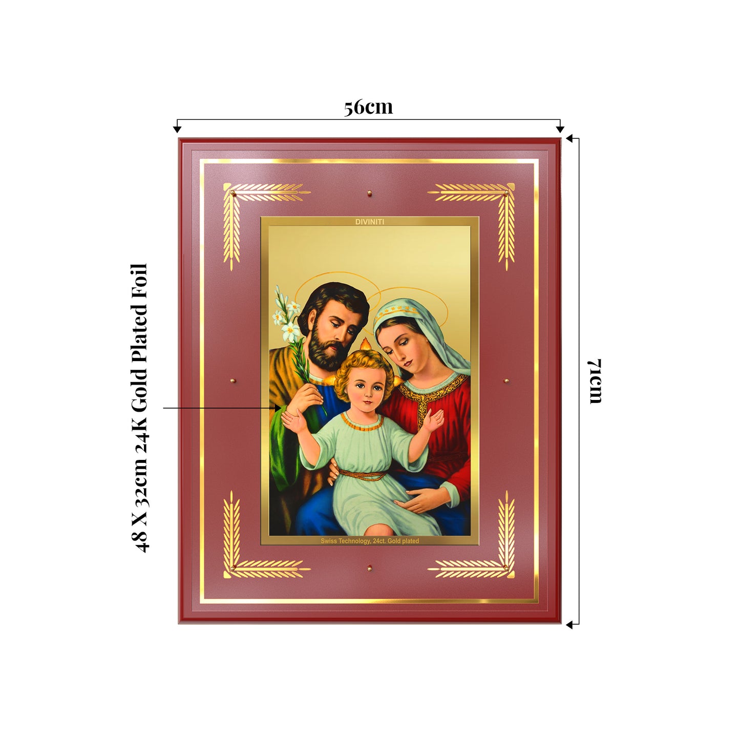 Holy Family | Sacred Wall Mount Photo Frame in 24K Gold Plated Foil