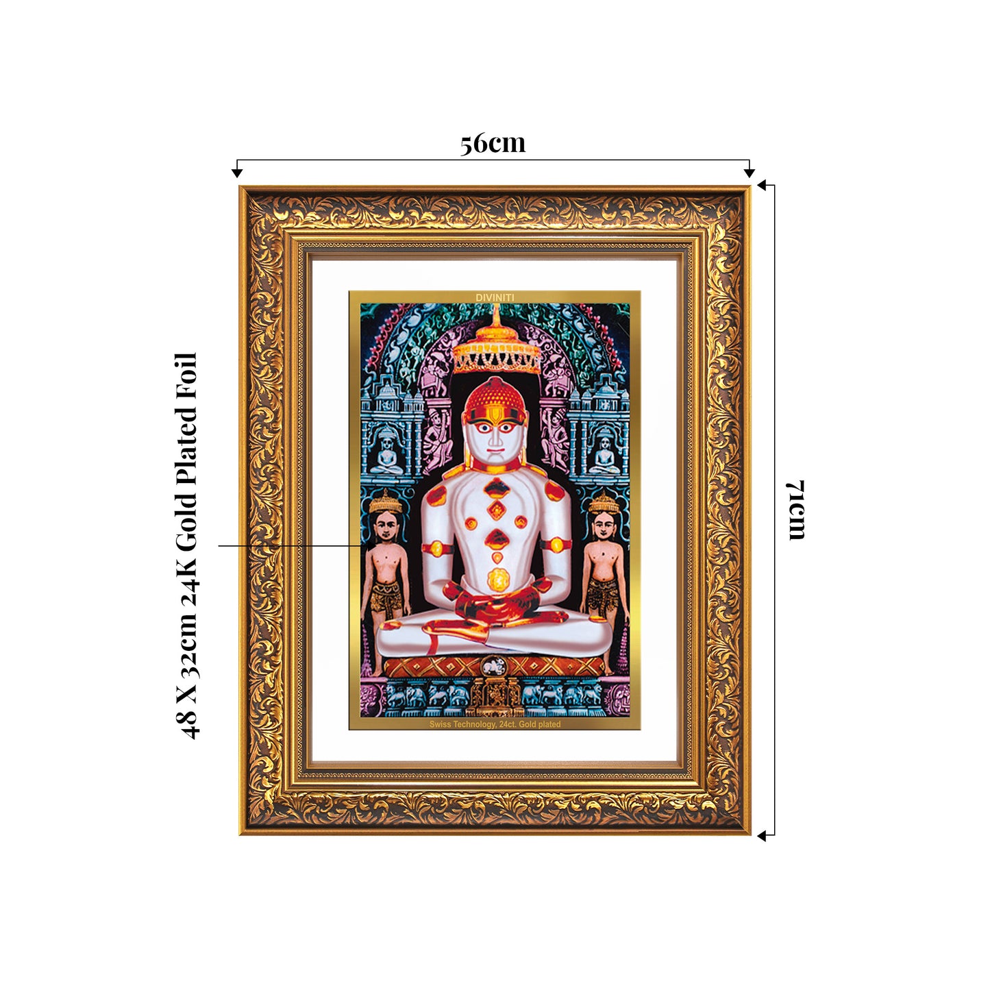 Adinath | Adishwara Tirthankara Rishabhanatha for Wall Mount Photo Frame in 24K Gold Plated Foil