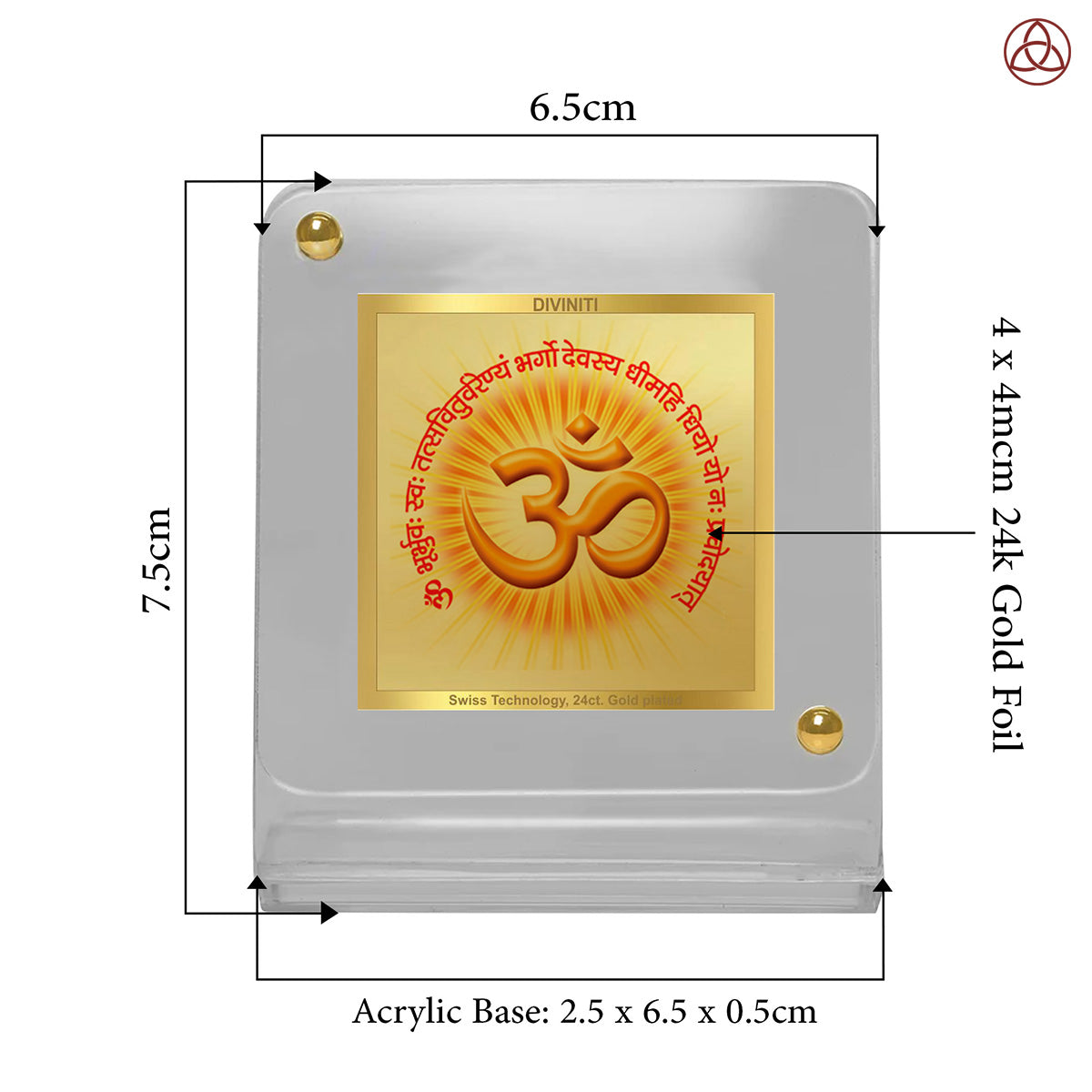 24 Karat Gold Plated Foil Divine Mantra Car Frame