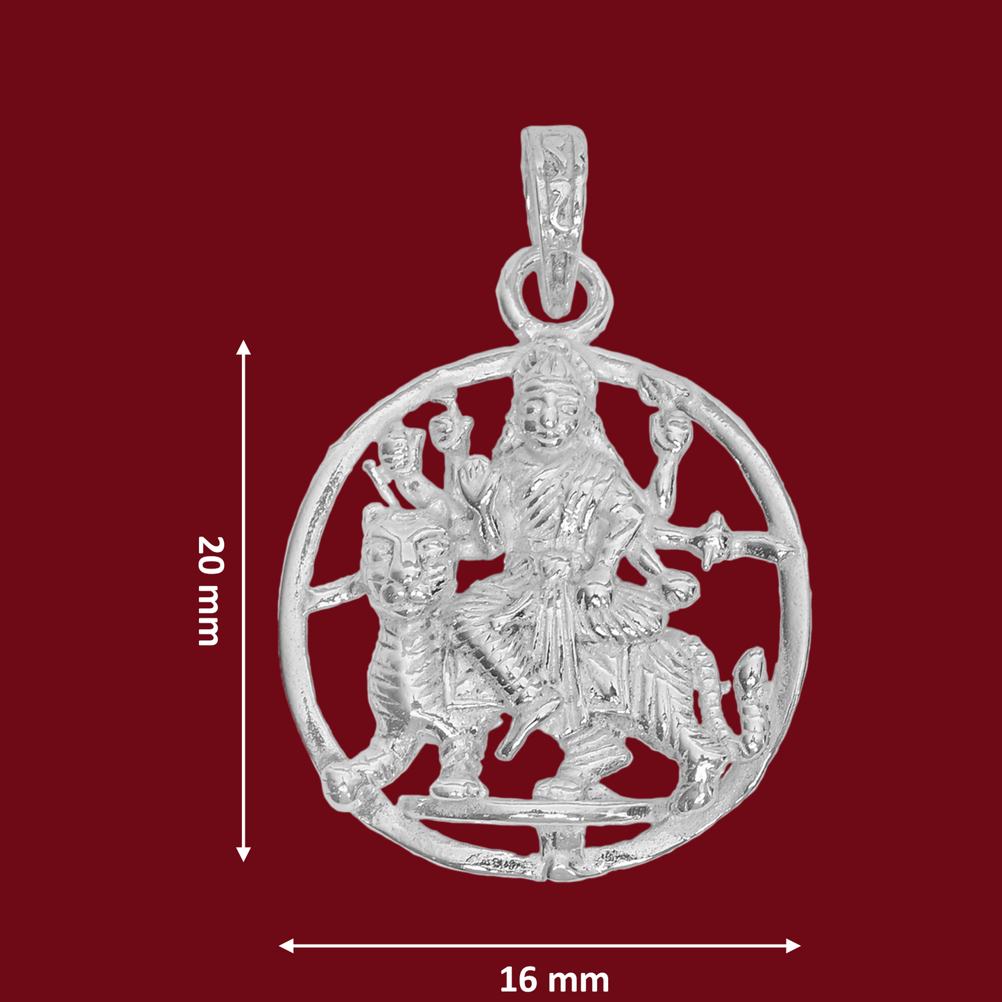 925 Pure Silver Mata Round Pendant For Men, Women & Kids Divine God Pendant For Birthday, Anniversary, Special Occasion Gift (2.6x2.6 CM 6.5 g)