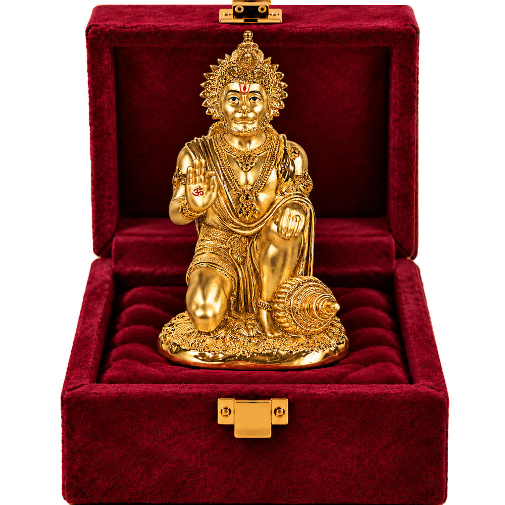 24K Gold-Plated Hanuman Idol | Premium Gift Box | 19.5x11 CM