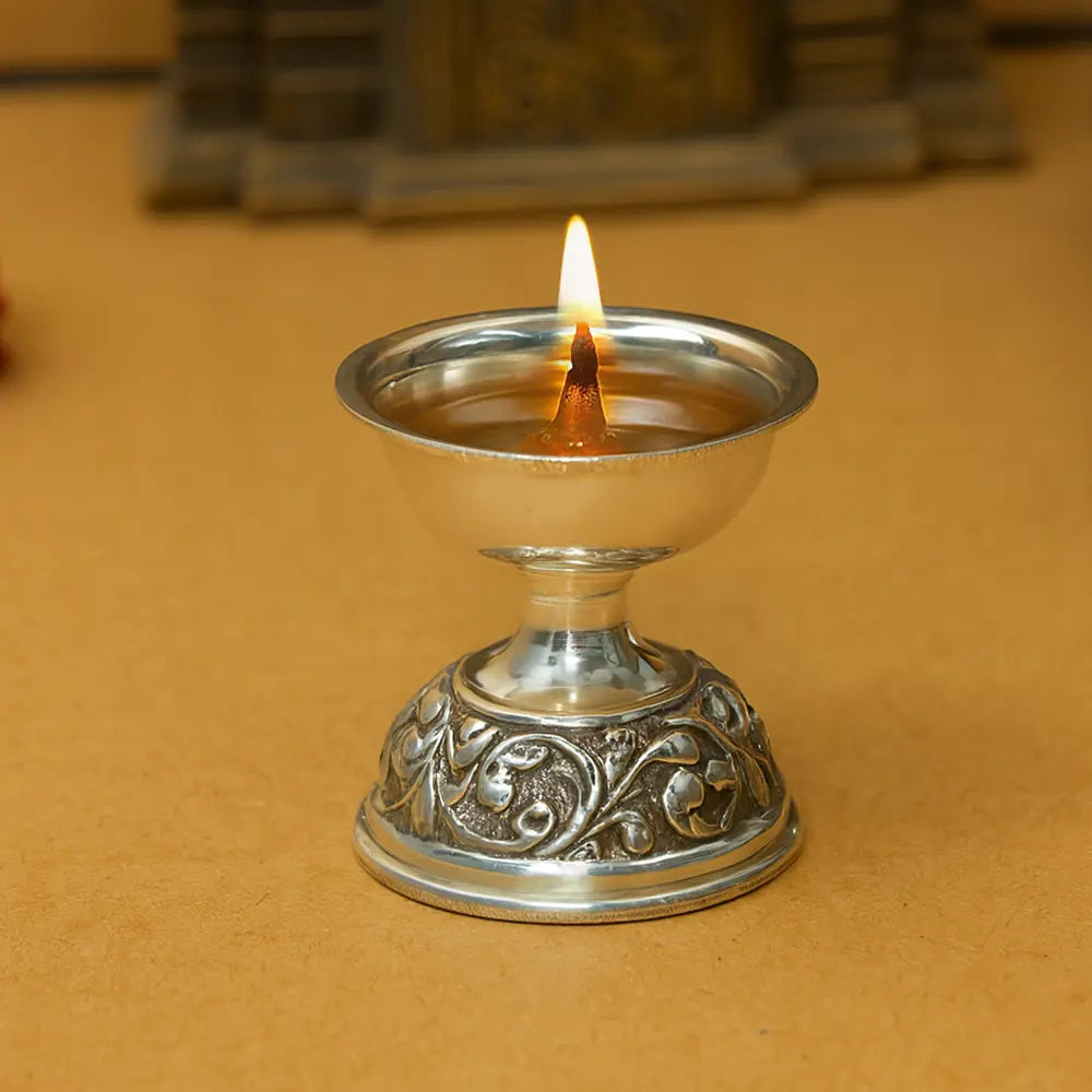 Pure Silver | Traditional Diya Decorative Oil Lamps for Puja & Festive Decor (58 g)