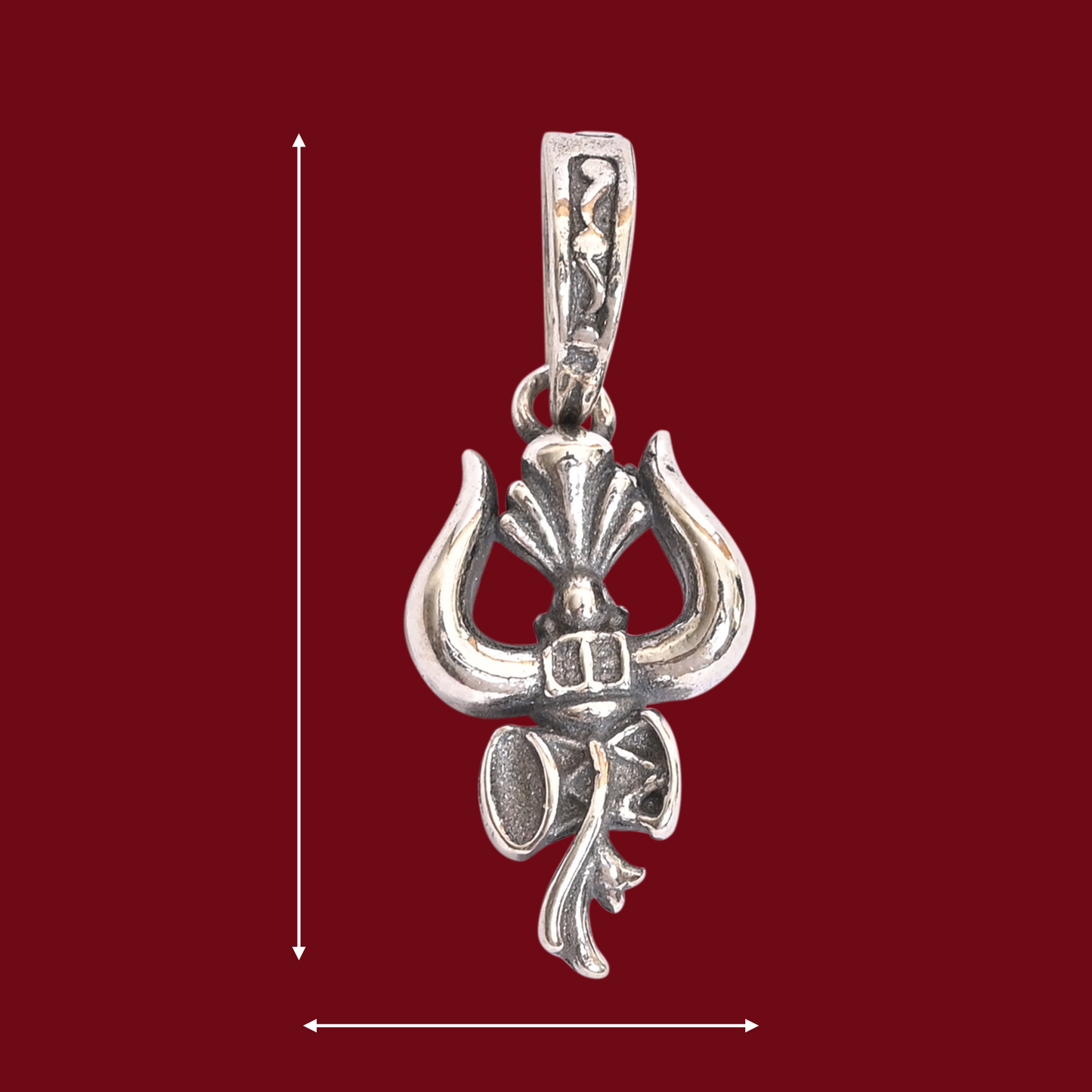 DIVINITI 925 Pure Silver Trishul with Damru Pendant for Men, Women & Kids Divine God Pendant for Birthday, Anniversary, Special Occasion Gift (1.6x1 CM 3 g)
