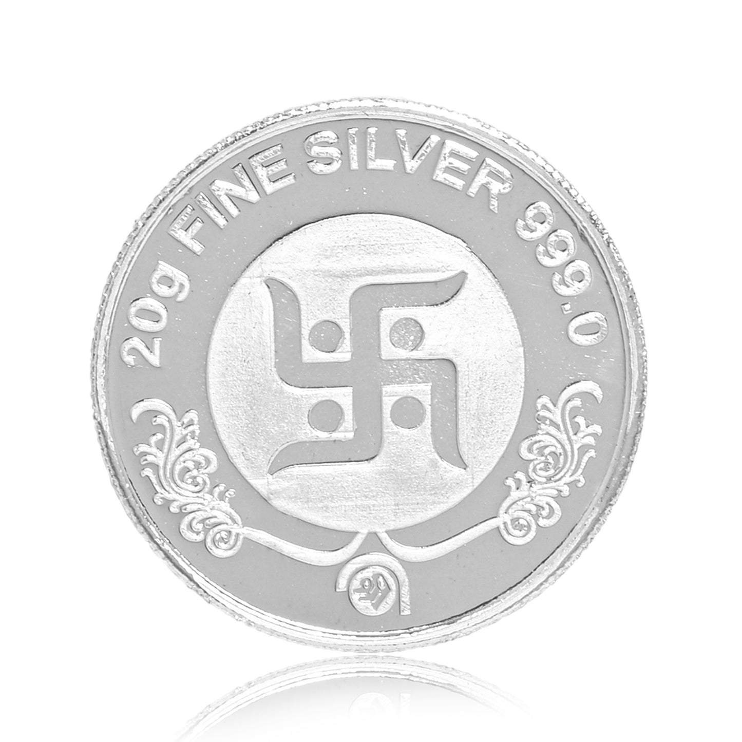 Pure Silver Coin with Laxmi Ganesh & Swastik A Divine Symbol of Wealth and Good Fortune for Home & Office Décor, Puja Room Diwali Gift (20g)