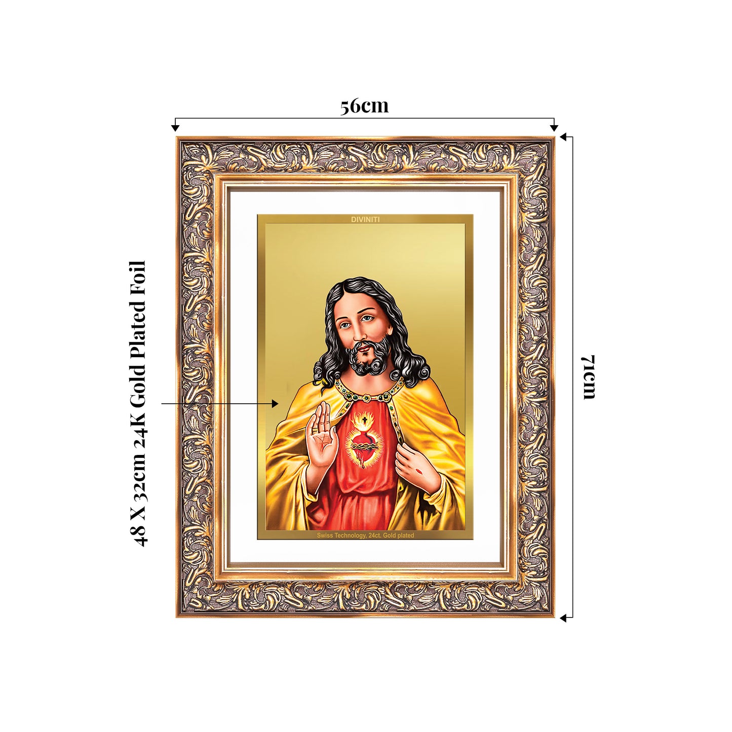 Jesus Christ | Sacred Wall Mount Photo Frame in 24K Gold Plated Foil