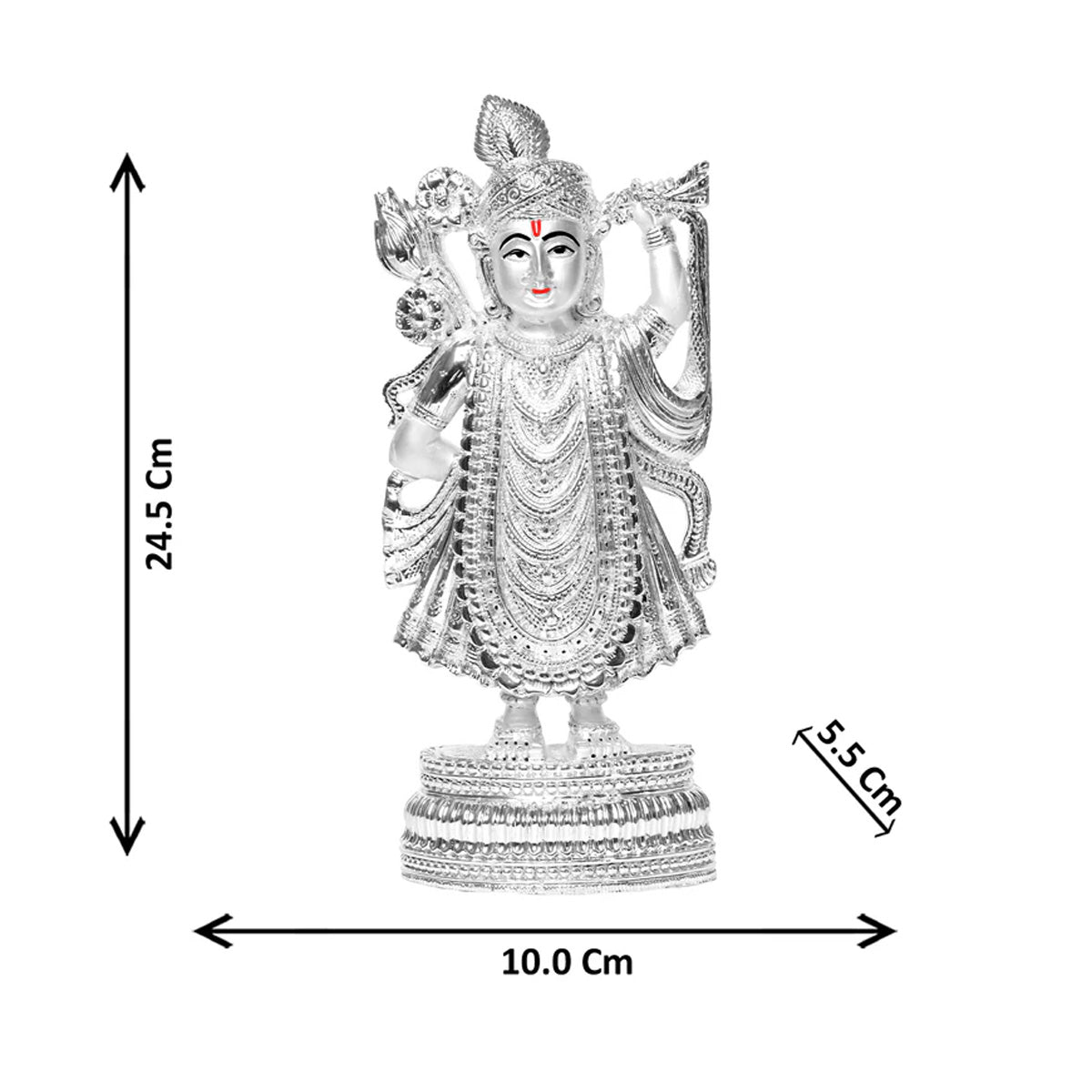 Diviniti Shrinathji Idol for Home Decor| 999 Silver Plated Sculpture of Shrinathji| Idol for Home, Office, Temple and Table Decoration| Religious Idol For Pooja, Gift