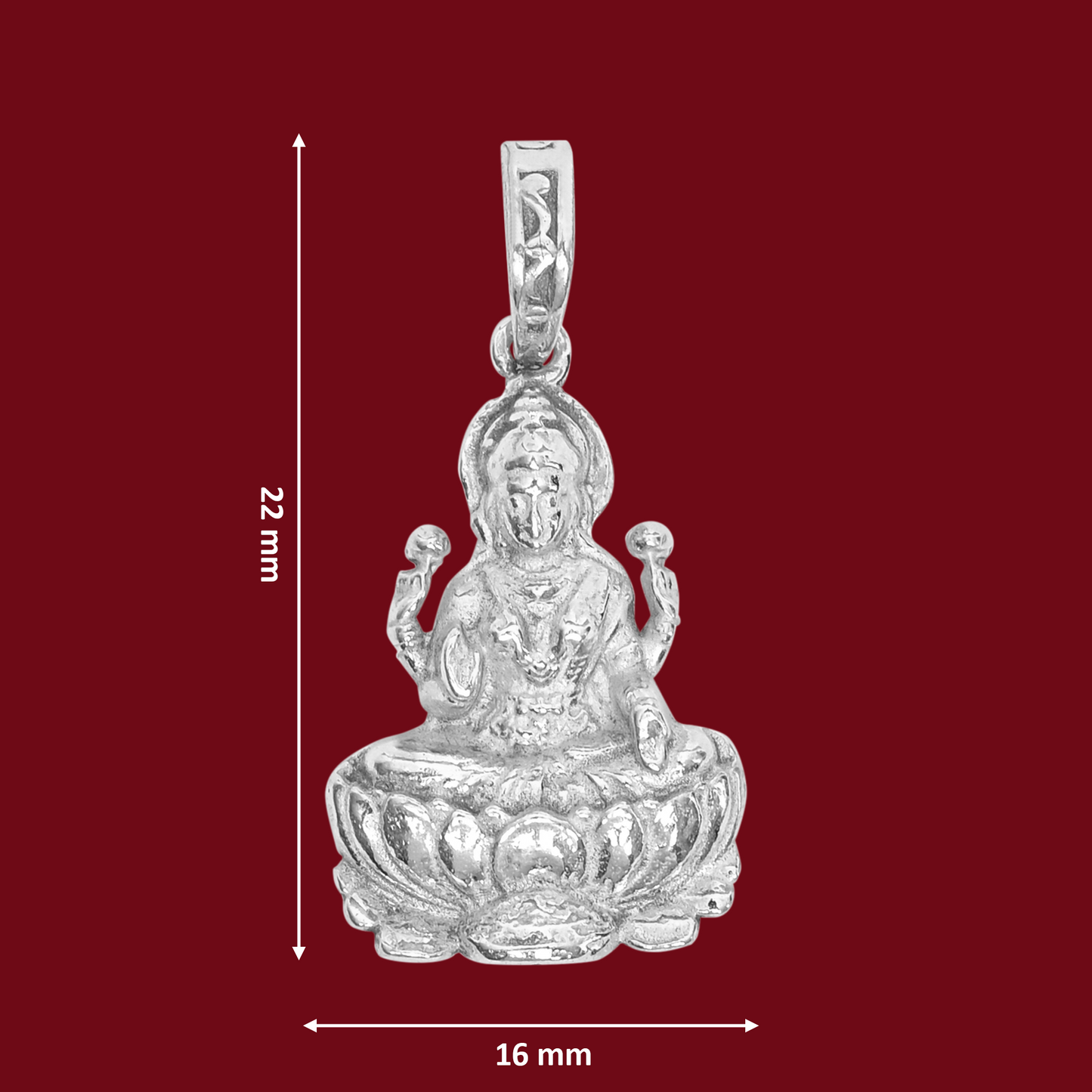 925 Pure Silver Laxmi Pendant for Men, Women & Kids Divine God Pendant for Birthday, Anniversary, Special Occasion Gift (2.2x1.6 CM 6 g)