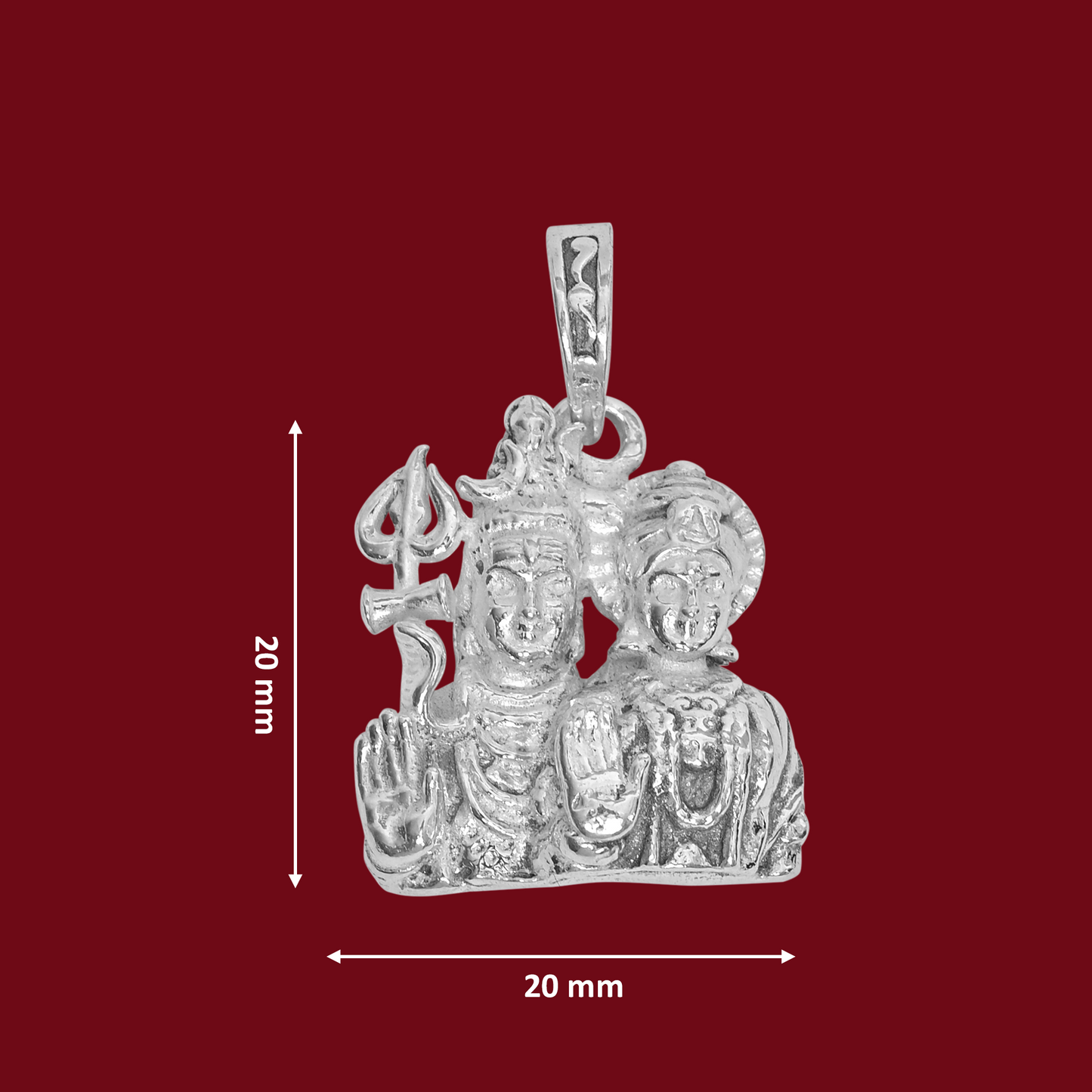 925 Pure Silver Shiv Parvati Small Pendant For Men, Women & Kids Divine God Pendant For Birthday, Anniversary, Special Occasion Gift (1.7x1.4 CM 5 g)