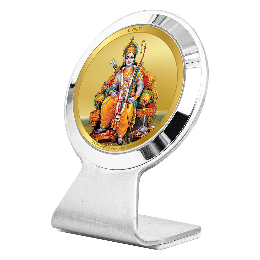 Diviniti 24K Gold Plated Foil Lord Ram Frame for Car Dashboard, Home Decor, Worship, Tabletop & Festival Gift MCF1CR (6.2x4.5 CM)