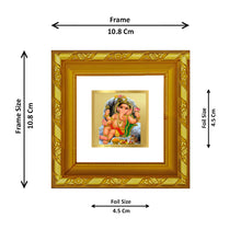 Load image into Gallery viewer, DIVINITI 24K Gold Plated Bal Ganesha Photo Frame For Home Decor, TableTop, Gift (10.8 X 10.8 CM)
