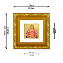 Load image into Gallery viewer, DIVINITI 24K Gold Plated Dagdu Ganesh Photo Frame For Home Decor, Puja, Festival Gift (10.8 X 10.8 CM)
