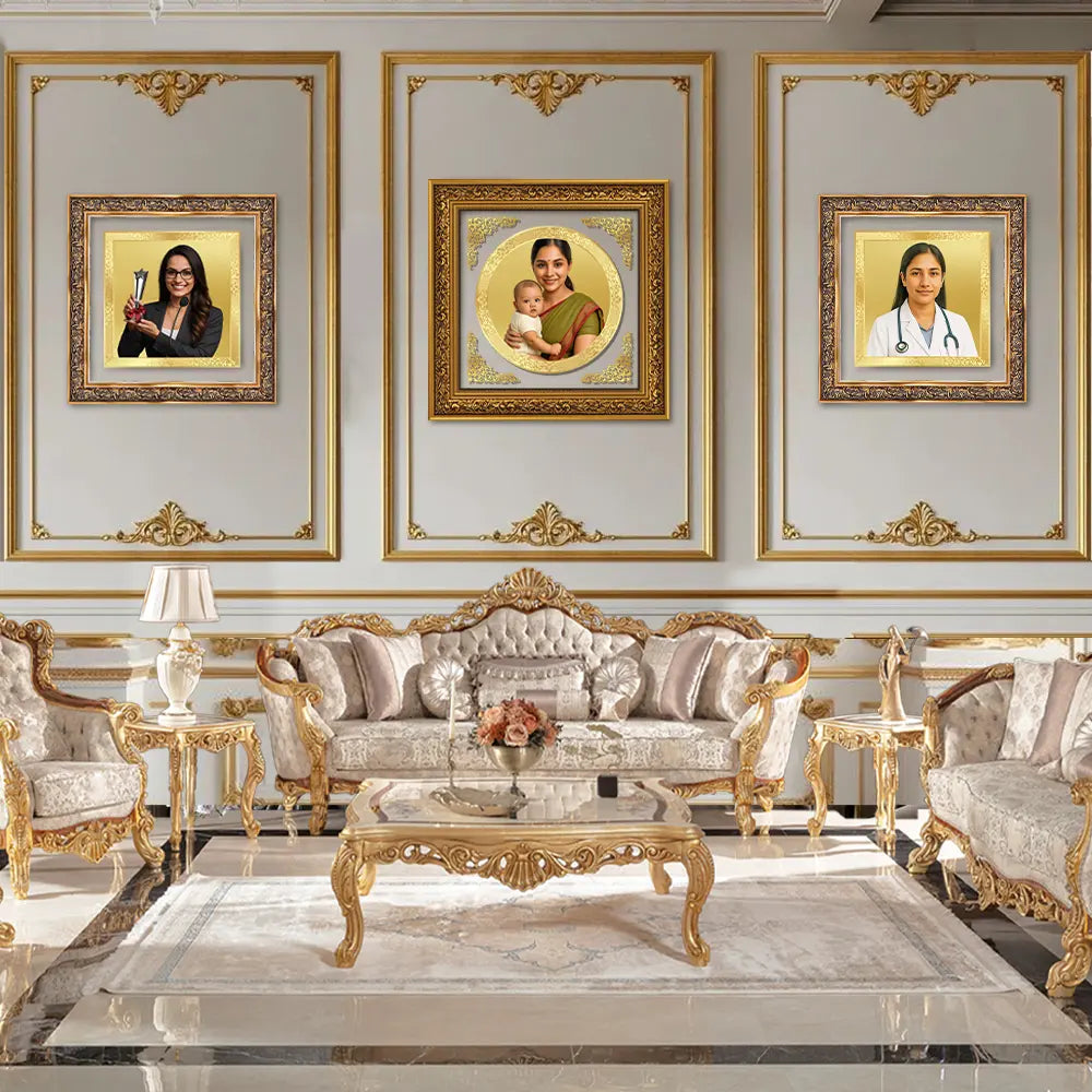 Portrait on Gold | Immortalise Your Opulent Charm Square Photo Frame in 24K Gold
